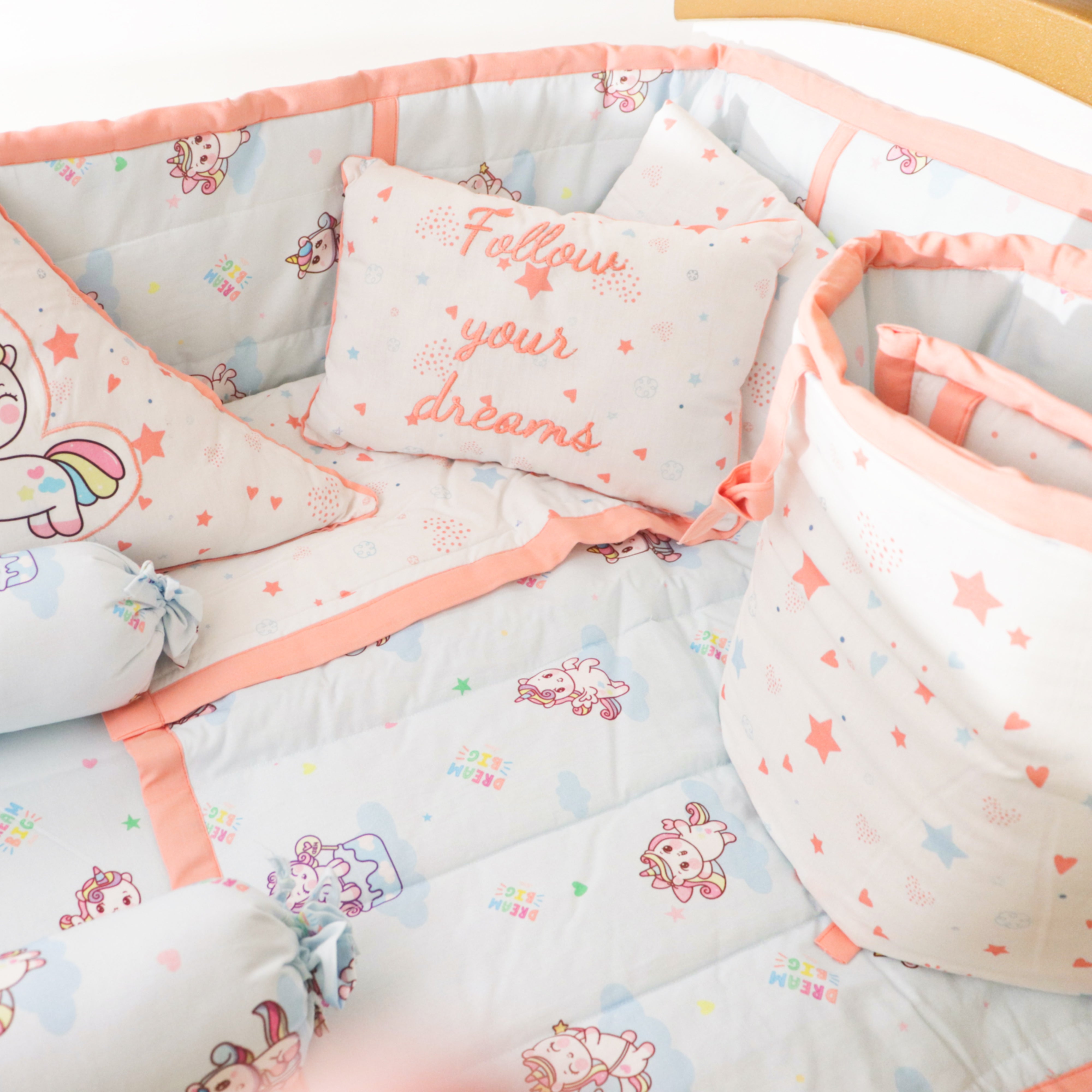 Unicorn Dreams - Quilted Cot Bumper