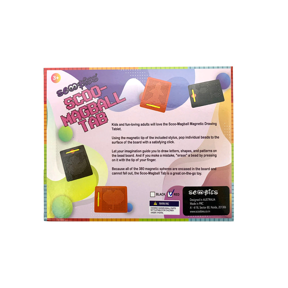 Scoo-MagBall Tab (Black) | With Magnetic Stylus | Travel-Friendly Mess-Free Fun Writing Pad | With Audible Click Sound | Creative Learning & Sensory Edu Toy