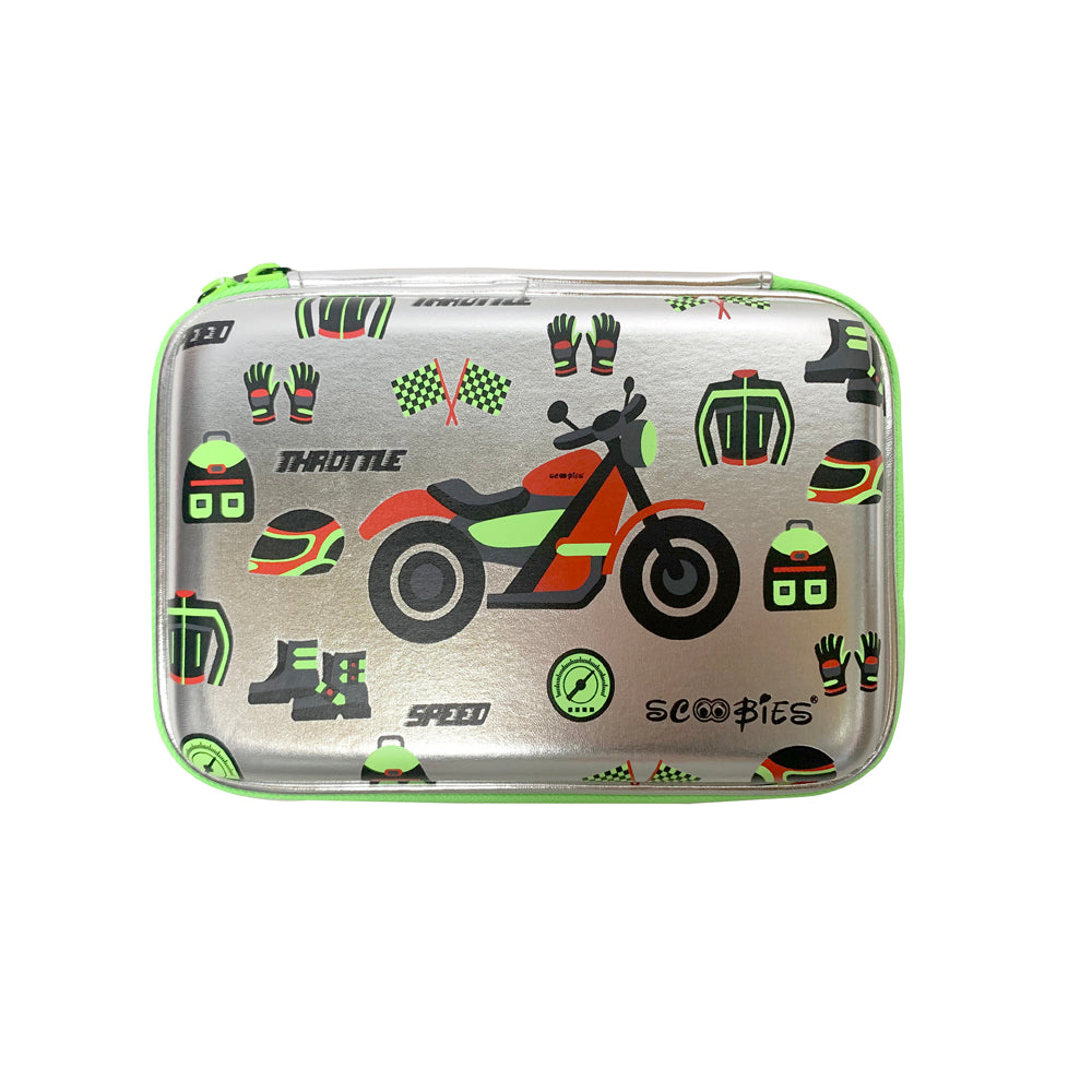 Scoo-Racing Pencil Case | Sassy Design | Vibrant Colours | Shiny Metallic Print