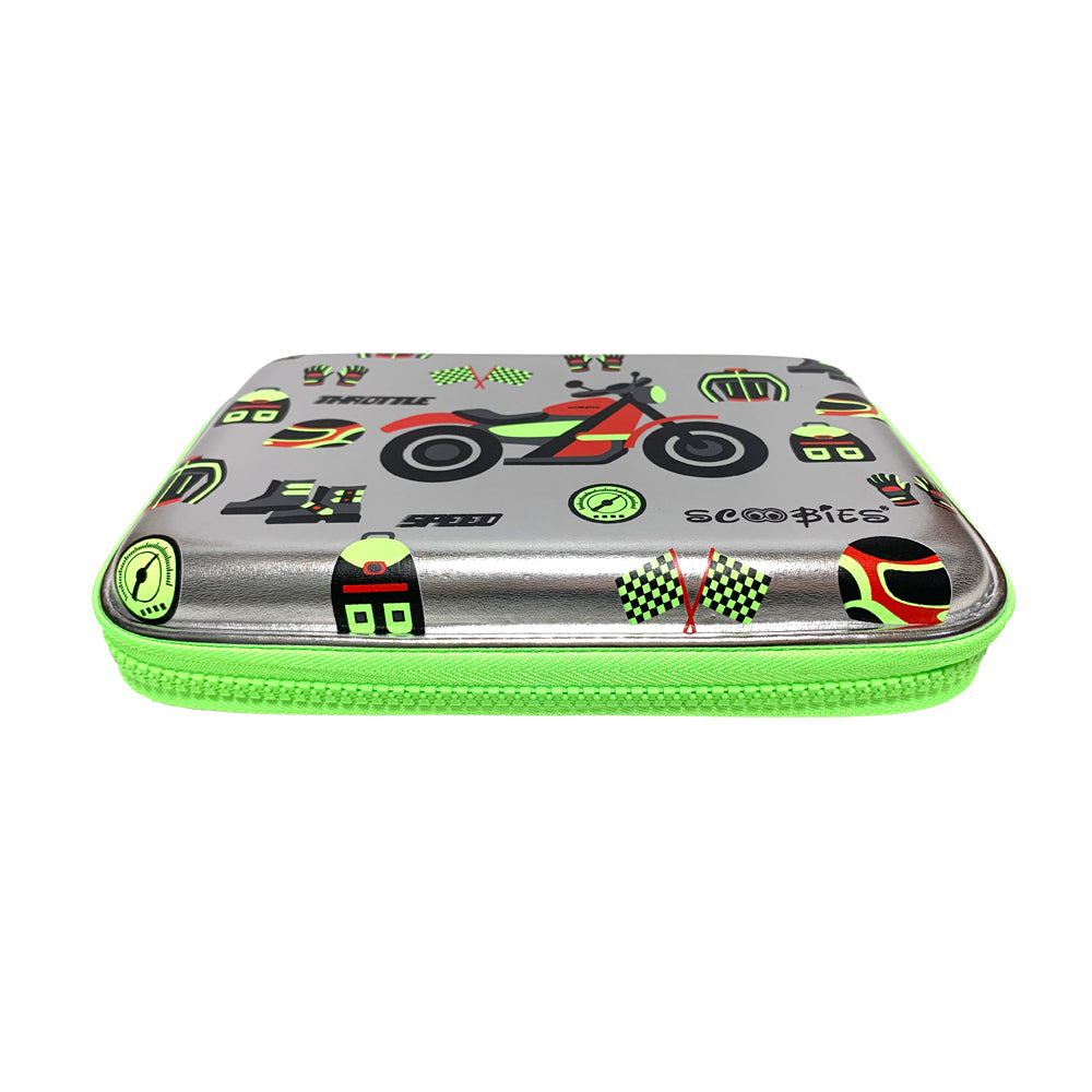 Scoo-Racing Pencil Case | Sassy Design | Vibrant Colours | Shiny Metallic Print