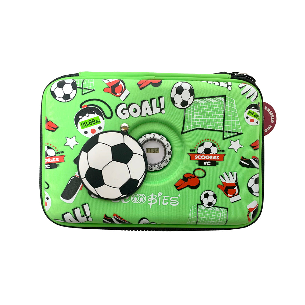 Footie In Scoobies Time Pencil Case | In-built Watch | Sporty Green Design