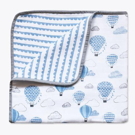 Masilo Organic Muslin Stroller Blanket - Up, Up & Away(Blue)