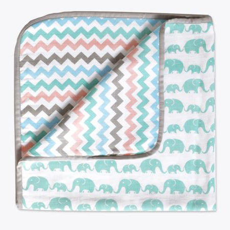 Masilo Organic Muslin Snuggle Blanket - Elephant Parade