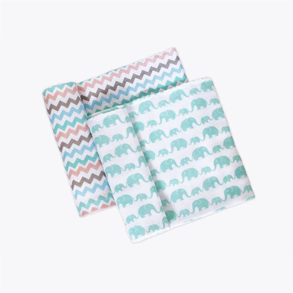 Masilo Organic Muslin Swaddles - Elephant Parade, Set of 2