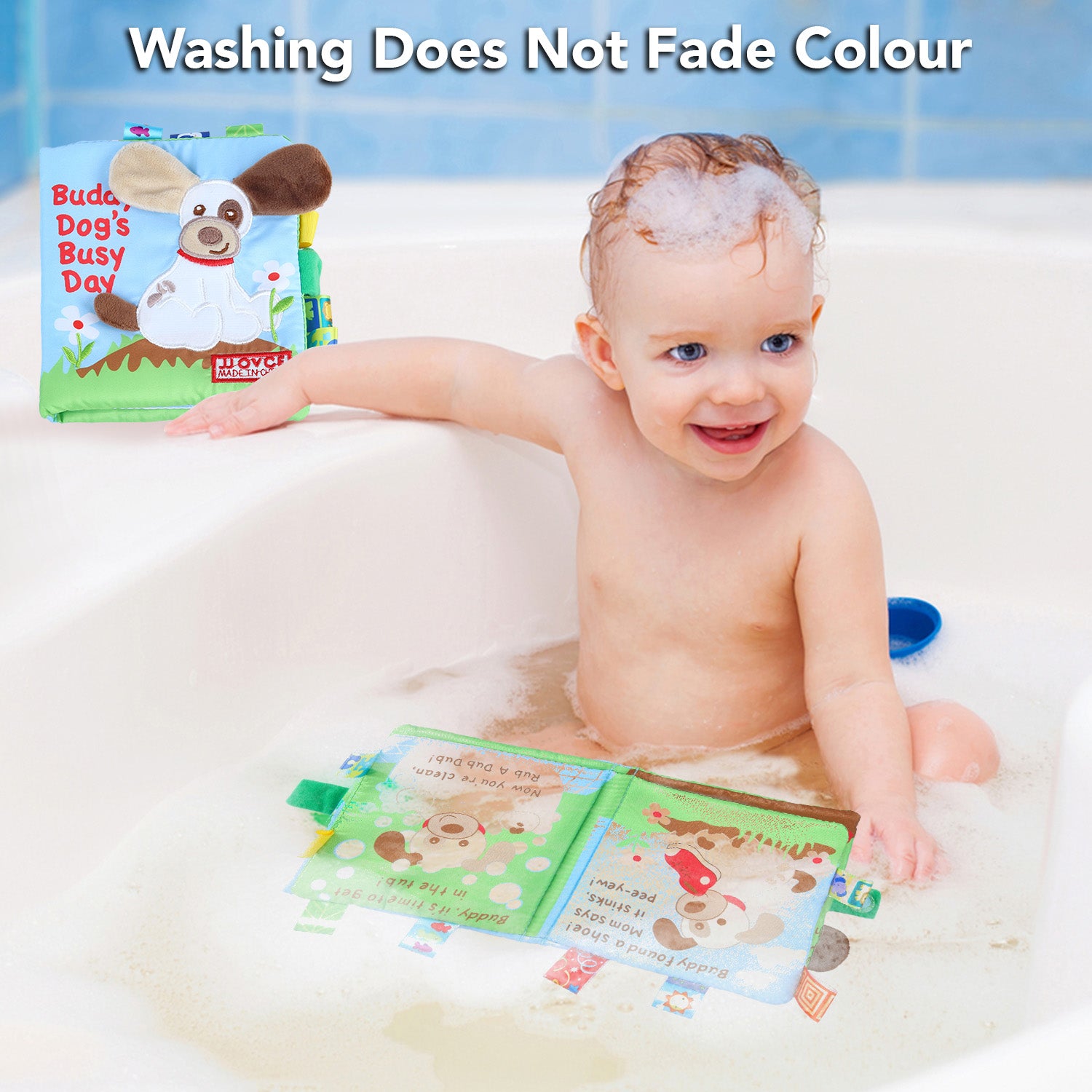 Baby Moo Buddy Dog Educational Learning 3D Cloth Book With Rustle Paper - Multicolour