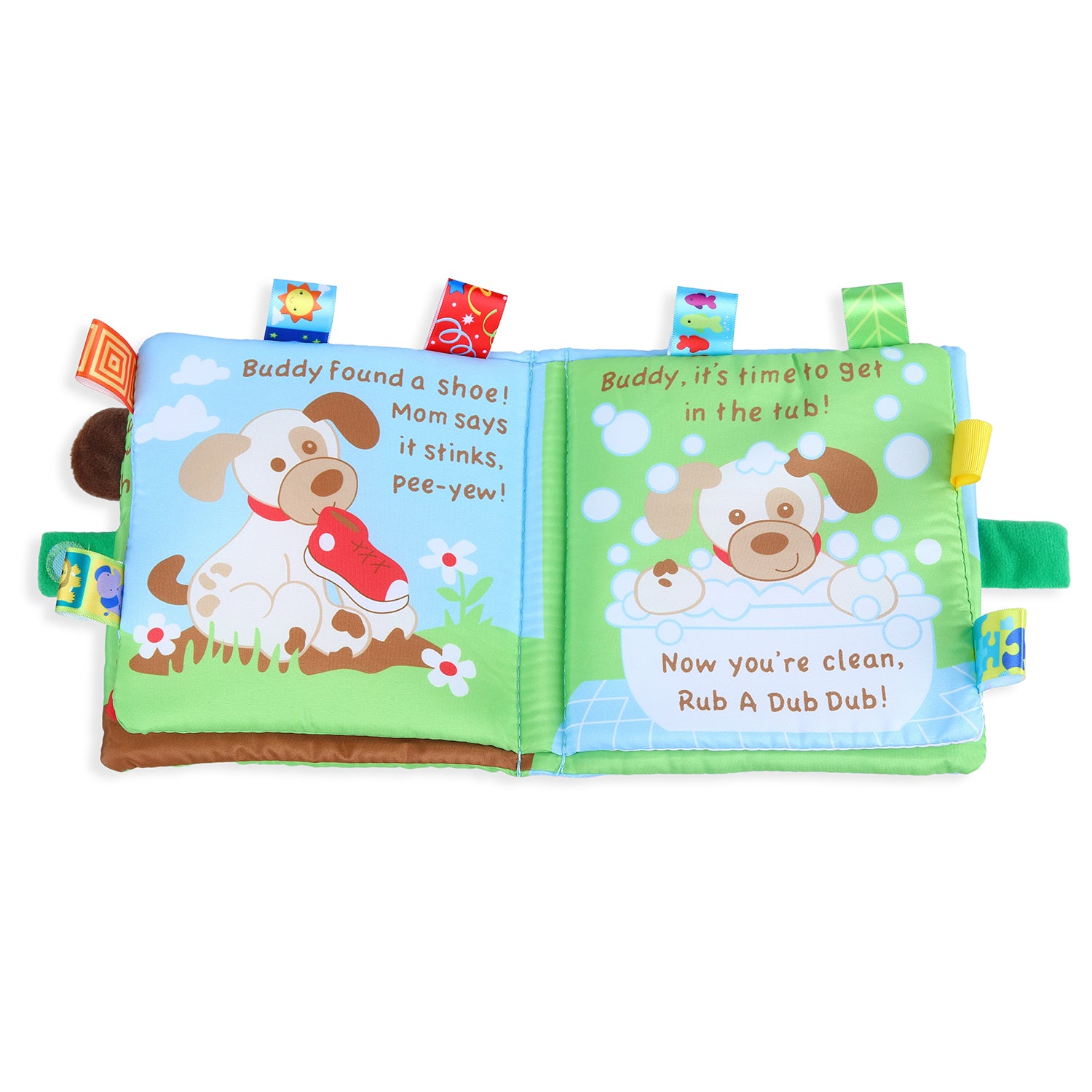 Baby Moo Buddy Dog Educational Learning 3D Cloth Book With Rustle Paper - Multicolour