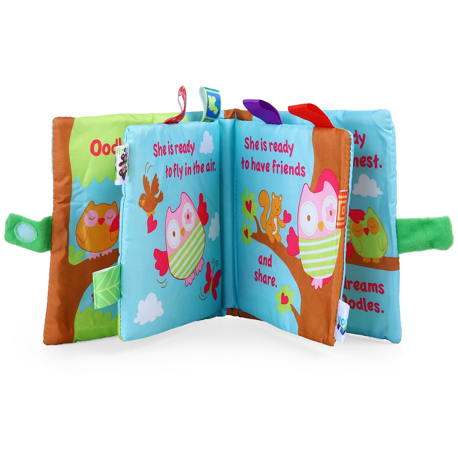 Baby Moo Oodles Owl Educational Learning 3D Cloth Book With Rustle Paper - Multicolour