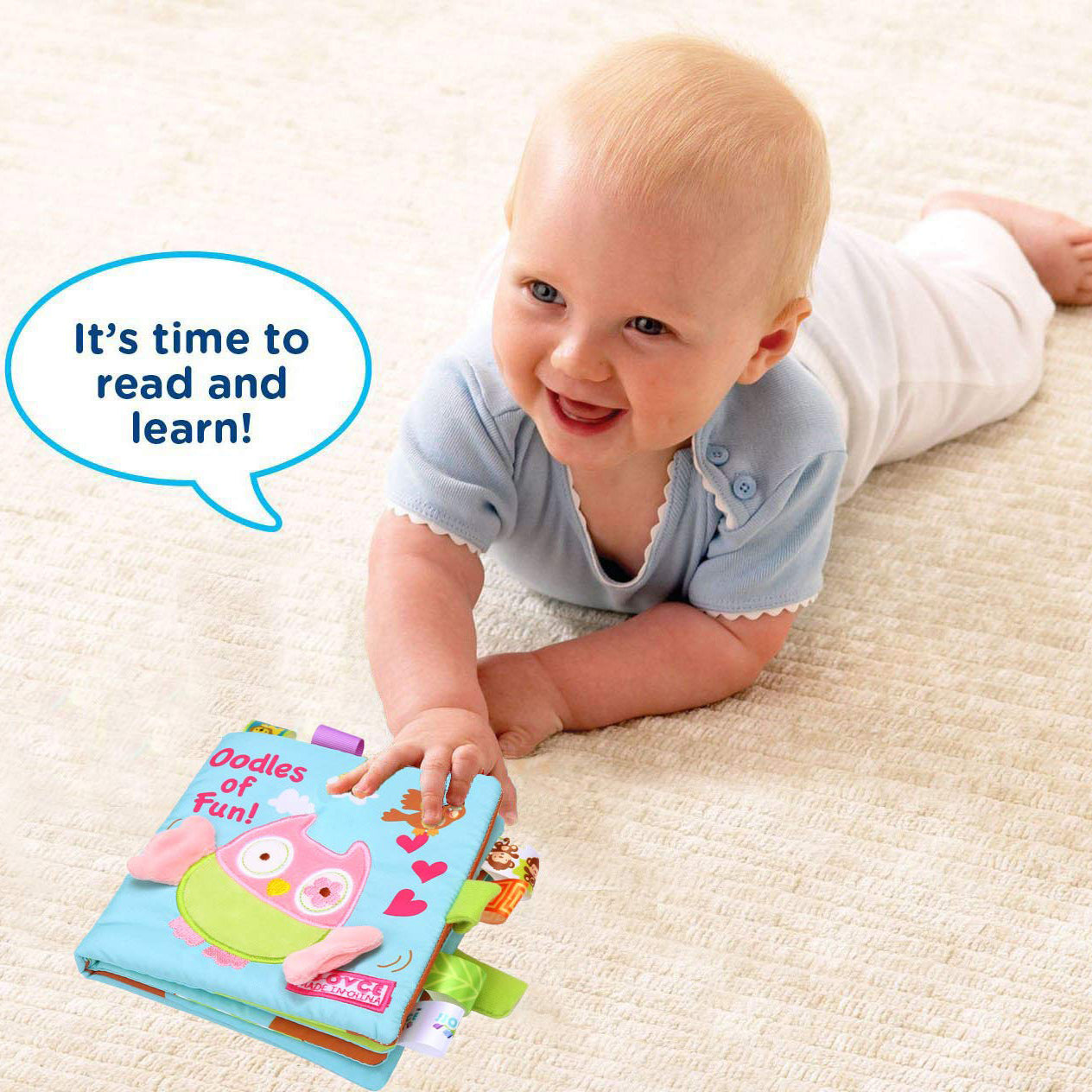 Baby Moo Oodles Owl Educational Learning 3D Cloth Book With Rustle Paper - Multicolour