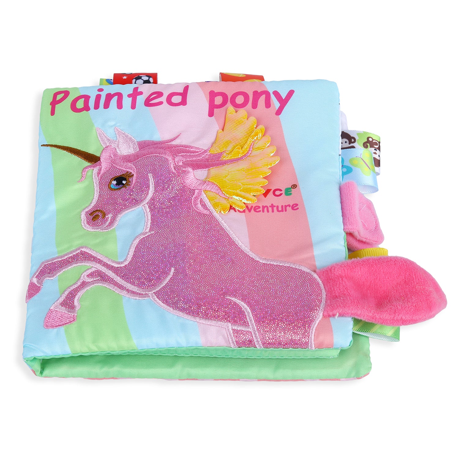Baby Moo Painted Pony Educational Learning 3D Cloth Book With Rustle Paper - Multicolour