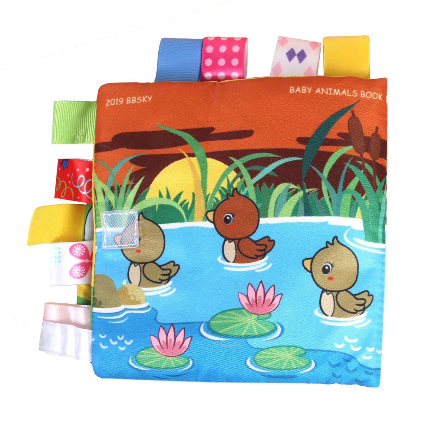 Baby Moo Baby Animals With Squeaker, Rattle And Rustle Paper Sound Cloth Book - Blue