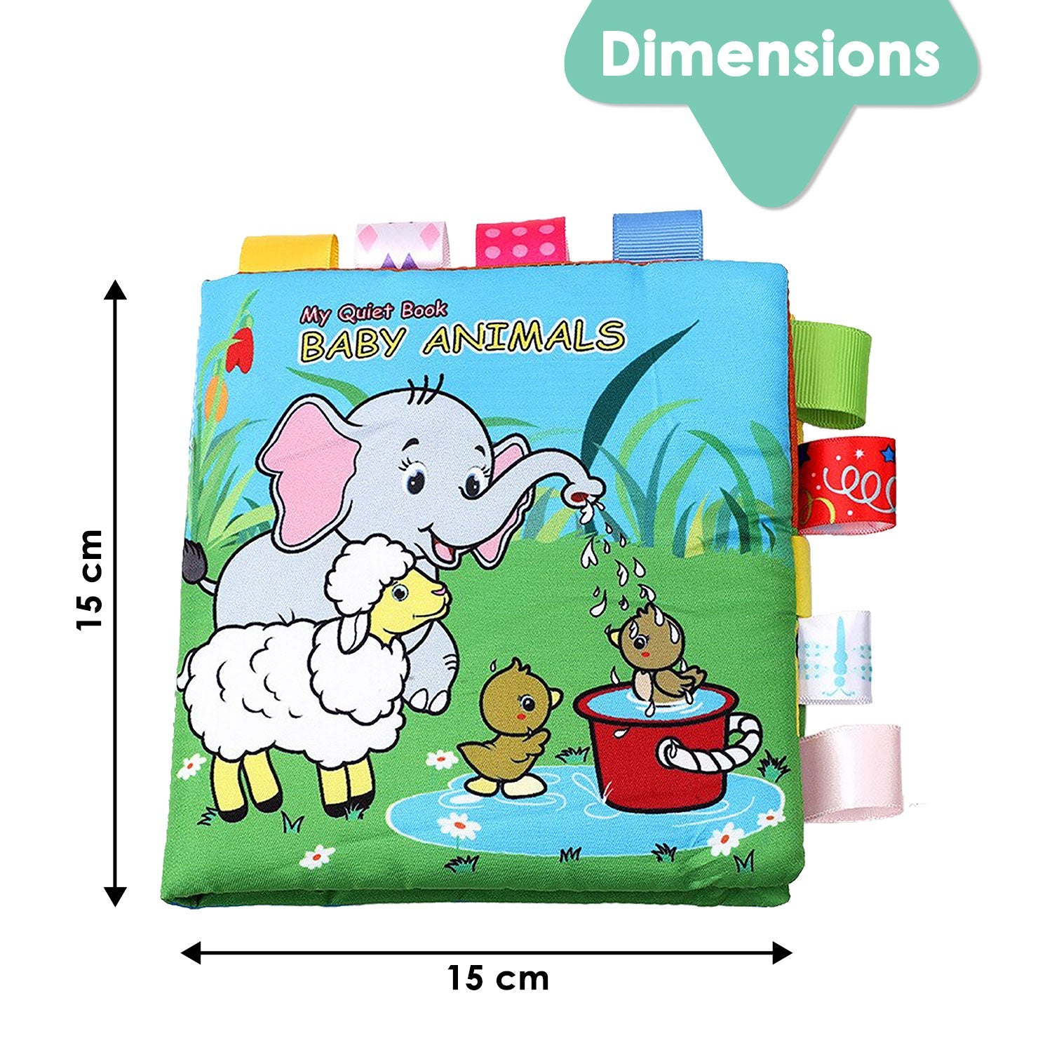 Baby Moo Baby Animals With Squeaker, Rattle And Rustle Paper Sound Cloth Book - Blue