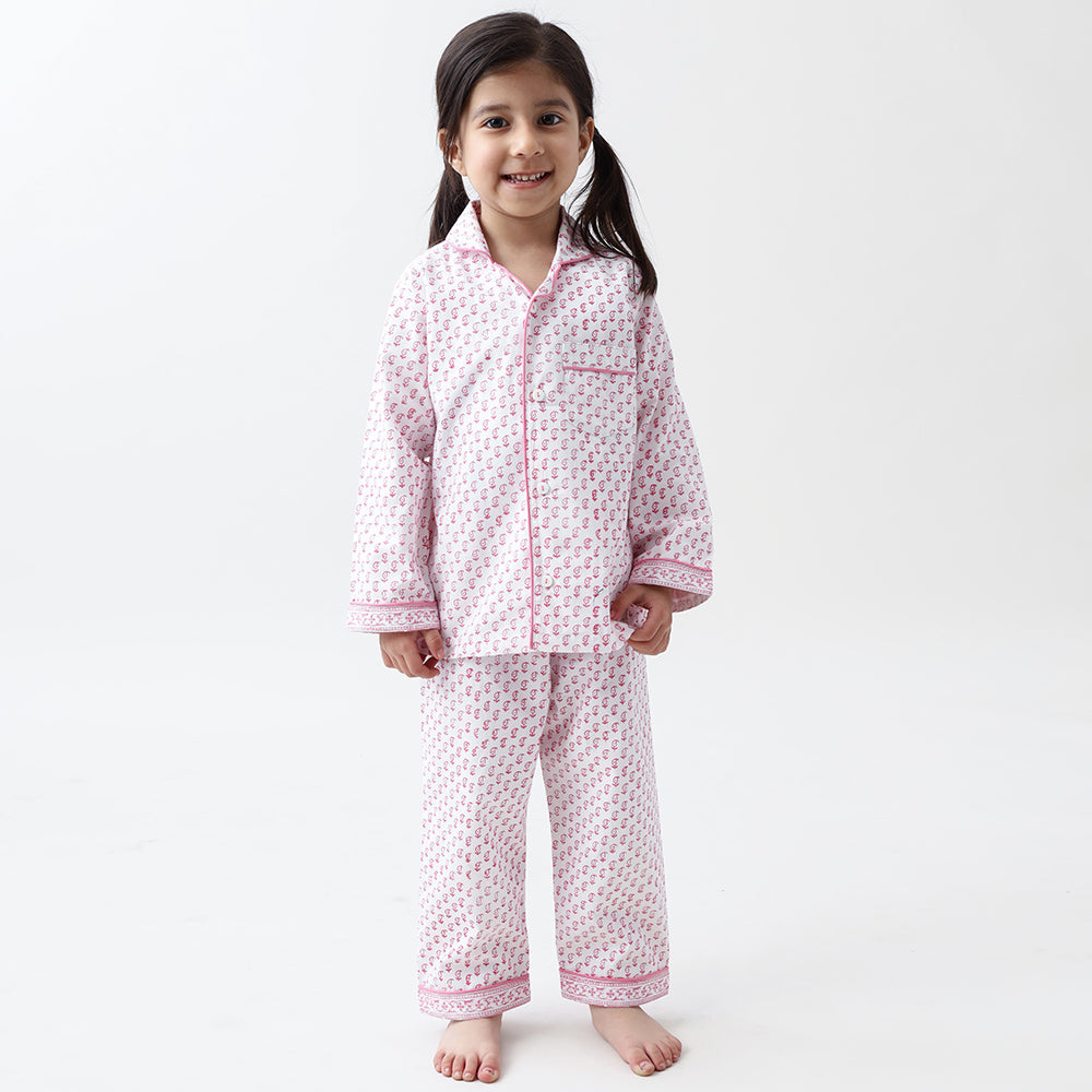 Jade Blockprint Pajama Set (Pink)