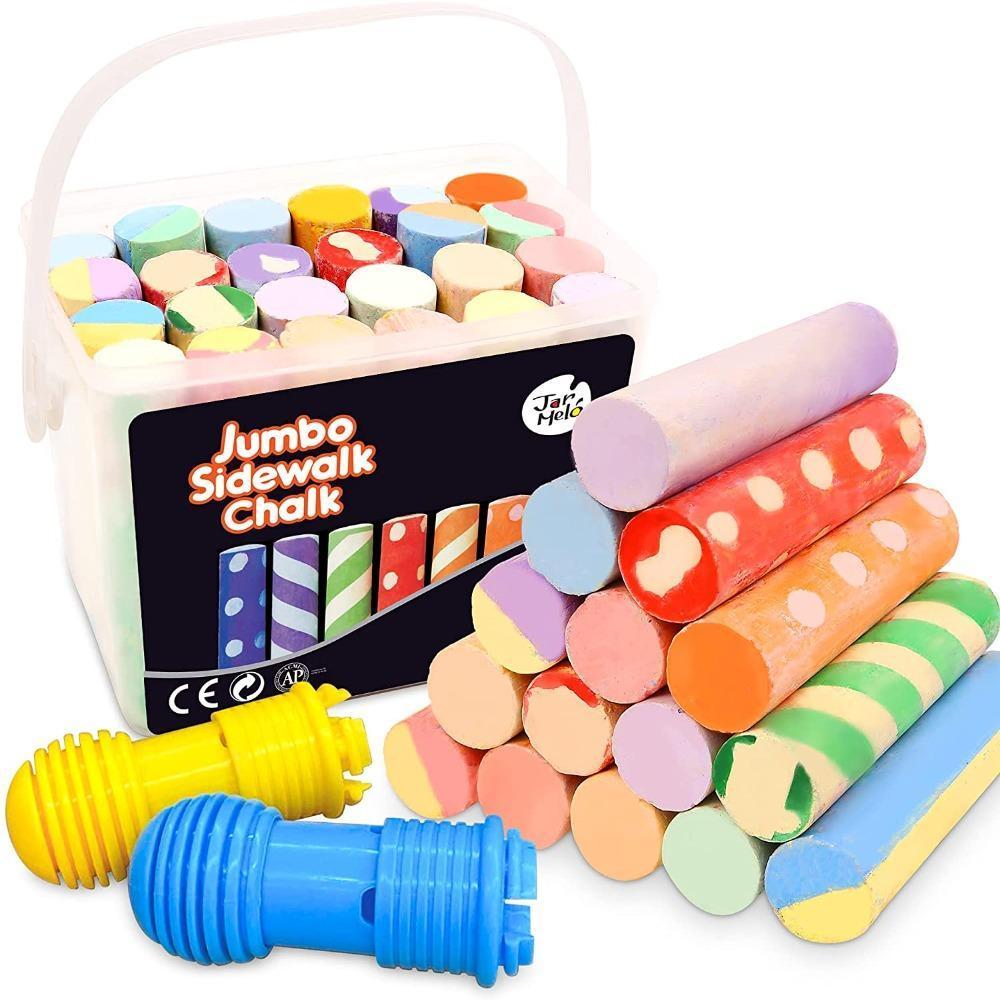 Jar Melo Jumbo Sidewalk Chalk - 24 Colors Kit with 2 Holder-Arts & Crafts-Jarmelo-Toycra