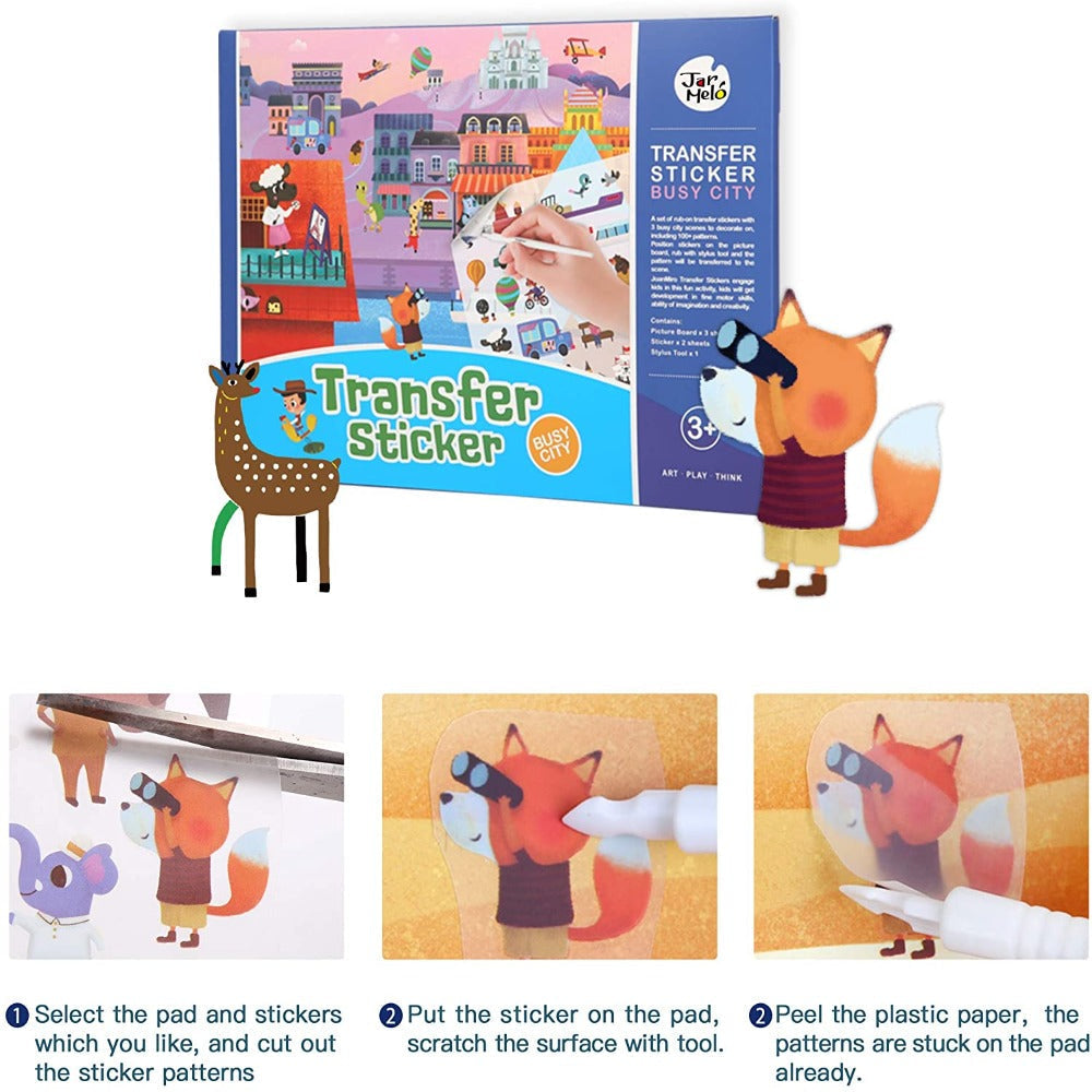 Jar Melo Transfer Sticker Scenes Pads -Busy City-Arts & Crafts-Jarmelo-Toycra