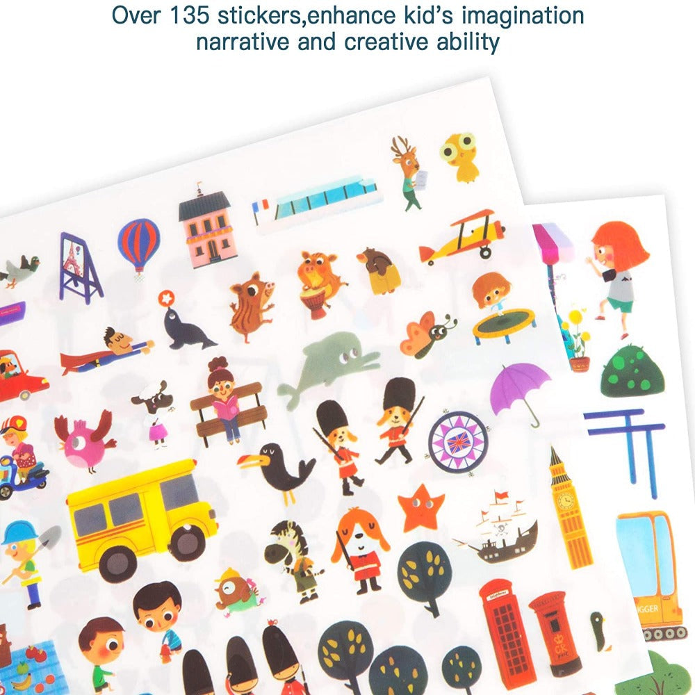 Jar Melo Transfer Sticker Scenes Pads -Busy City-Arts & Crafts-Jarmelo-Toycra