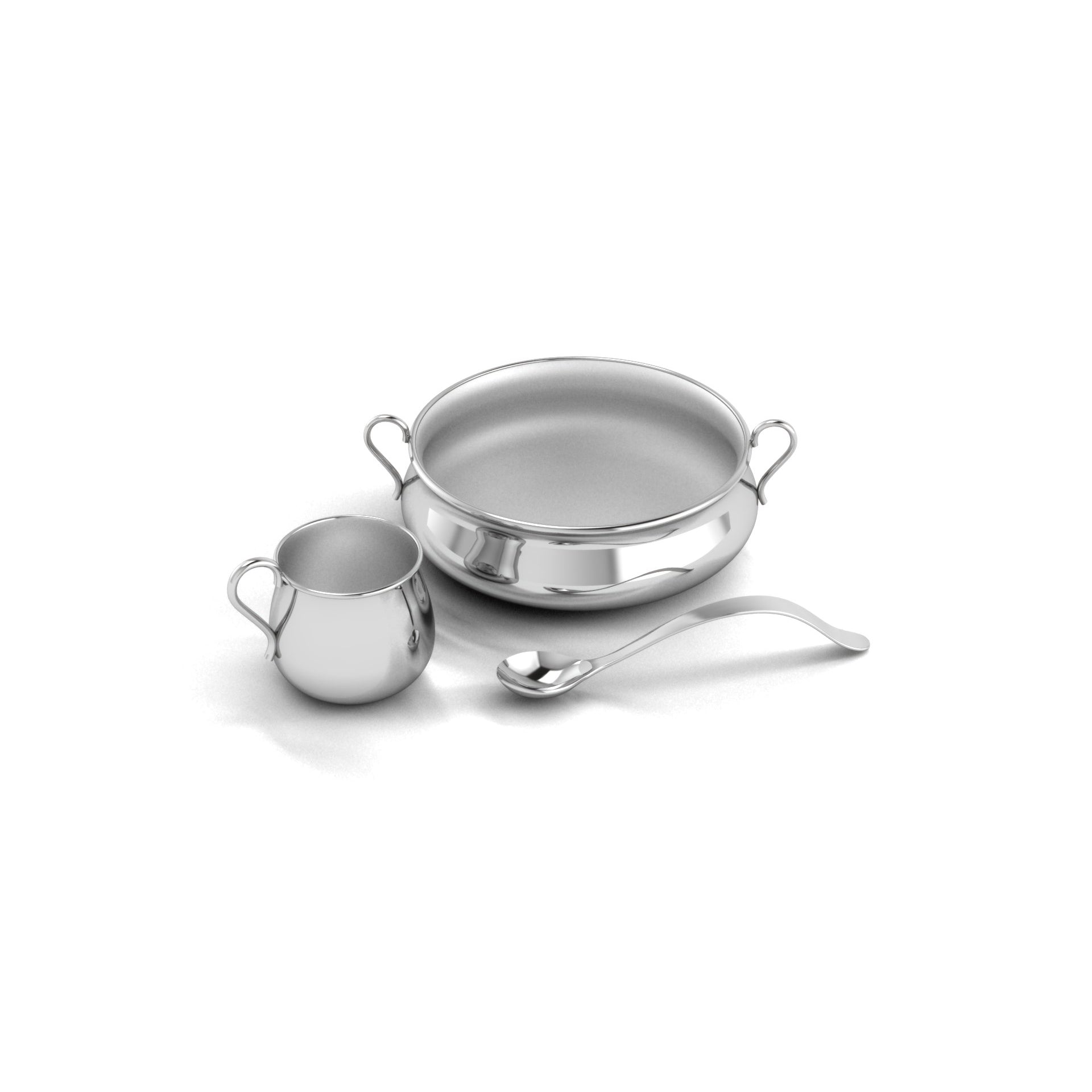 Sterling Silver Baby Feeding Set - Plain