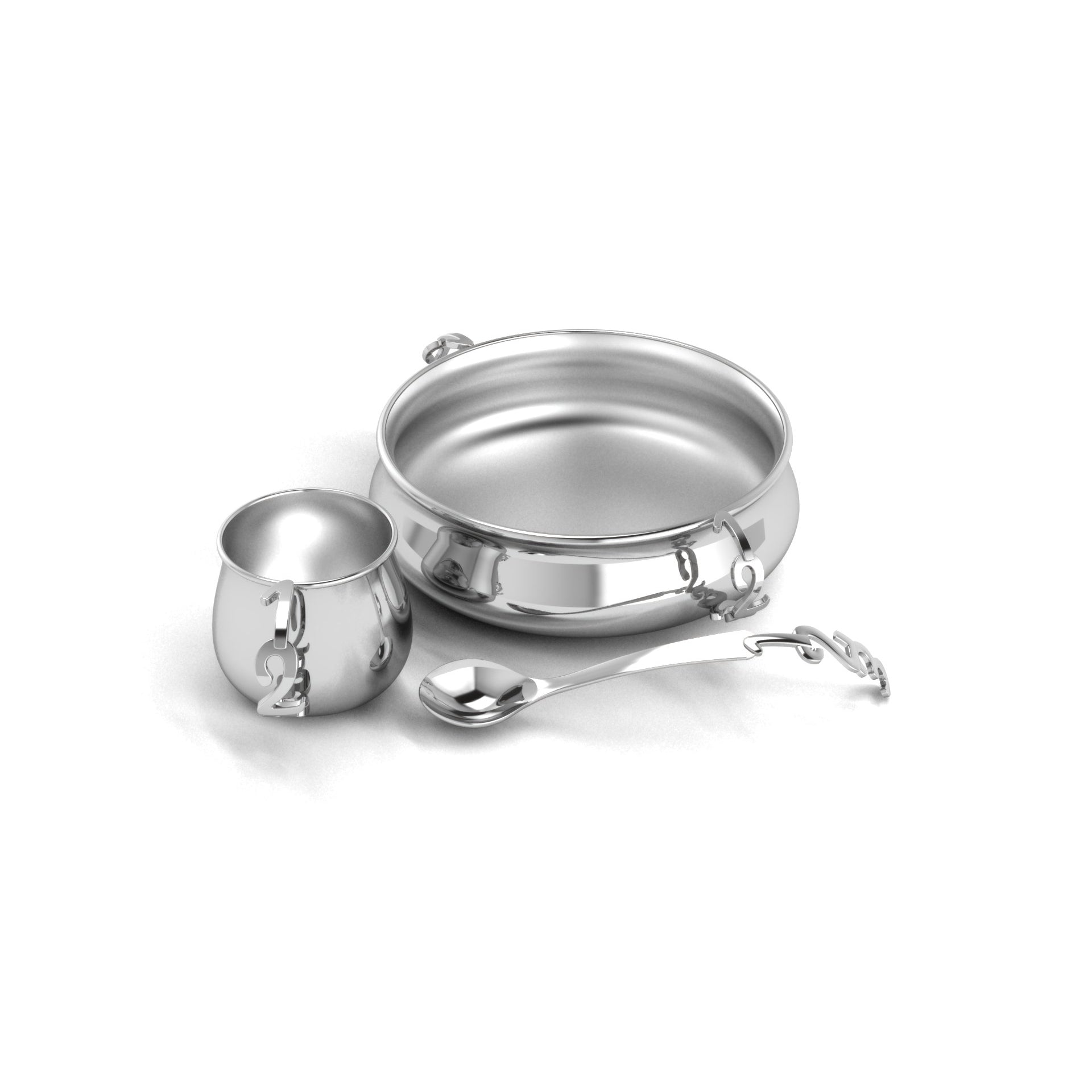 Sterling Silver Baby Feeding Set - 123