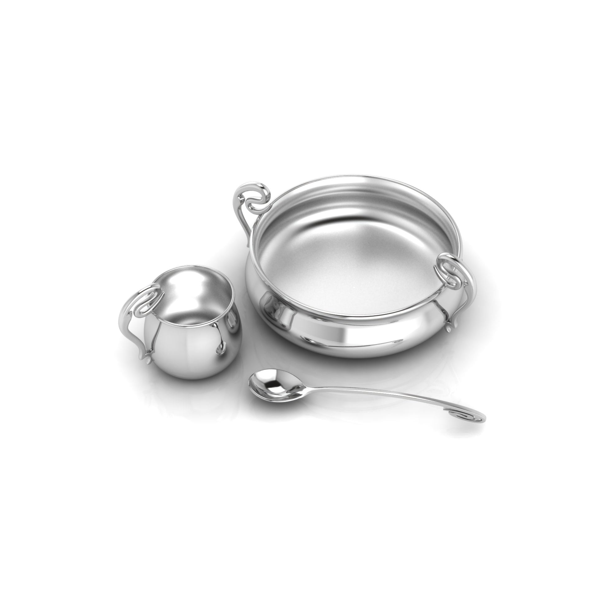 Sterling Silver Baby Feeding Set - Curve