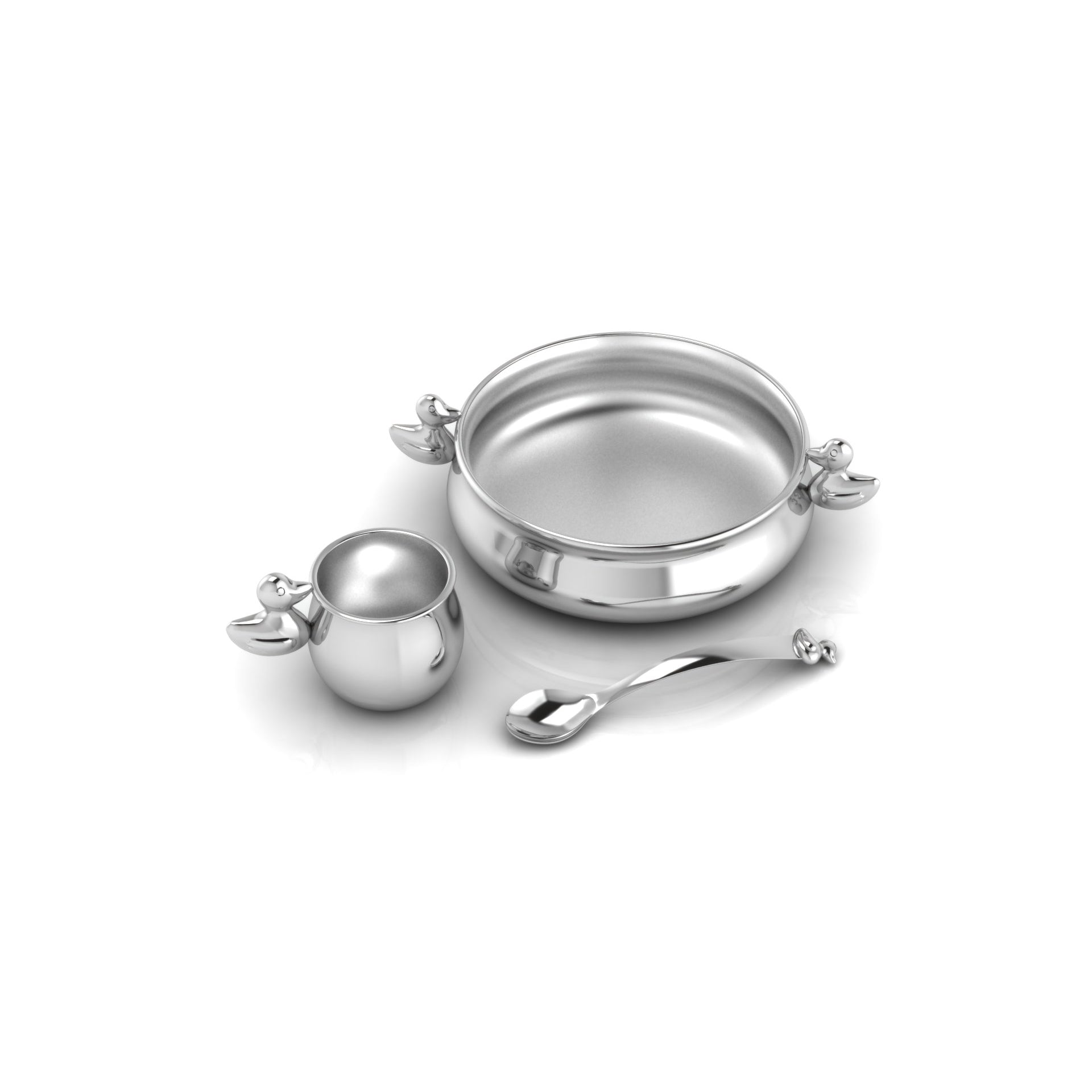 Sterling Silver Baby Feeding Set - Duck