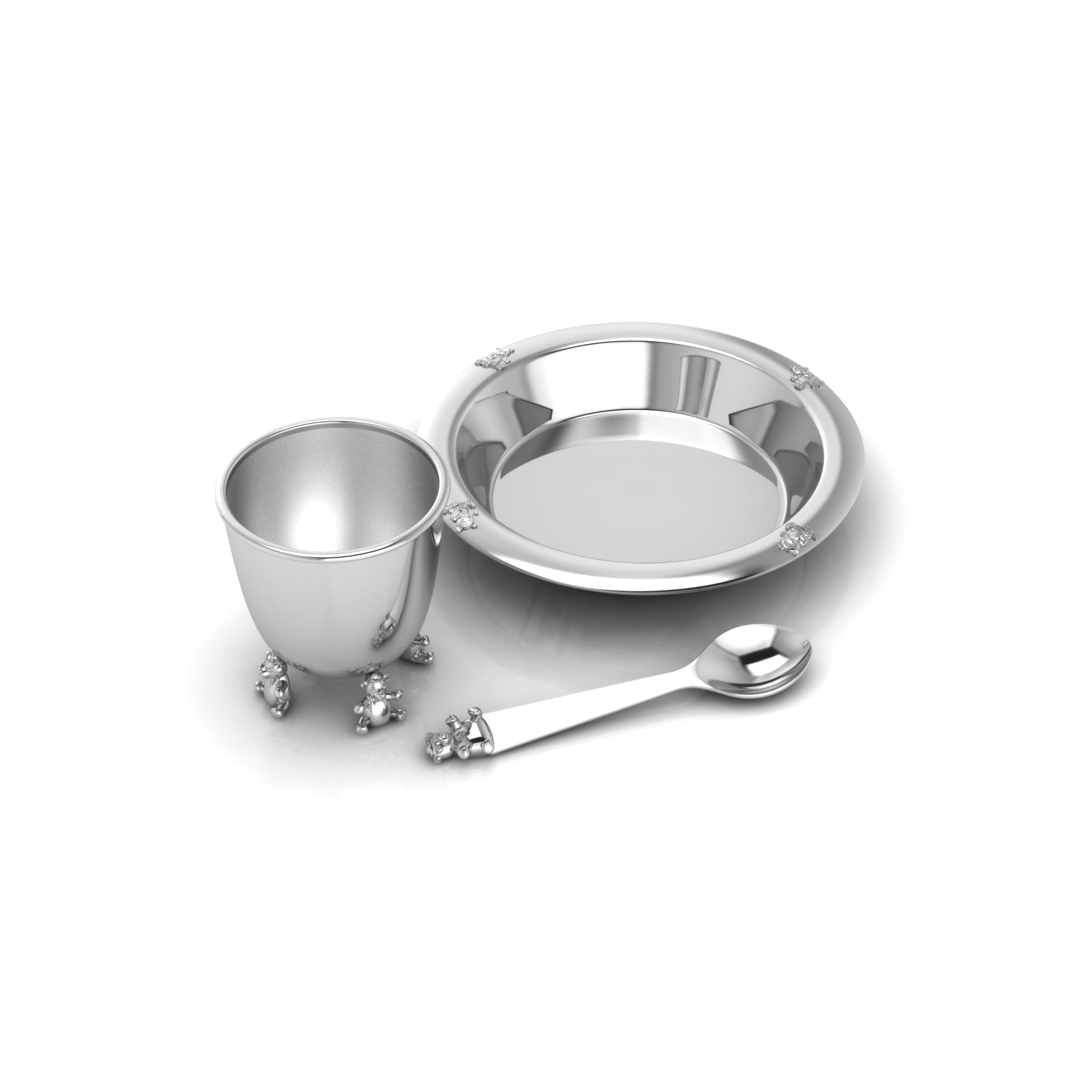 Sterling Silver Baby Feeding Set - Teddy