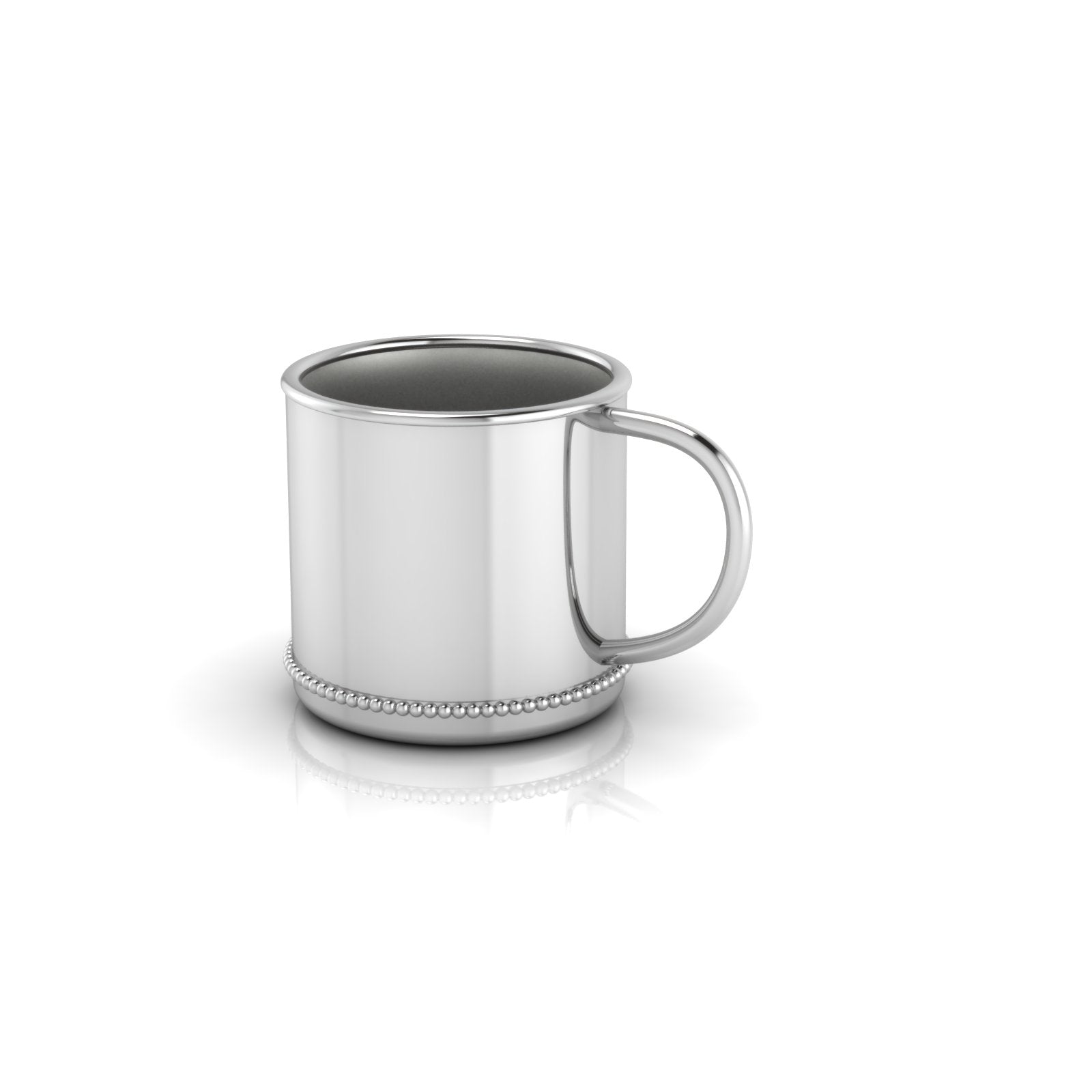 Sterling Silver Beaded Classic Cup - With Plain Handle