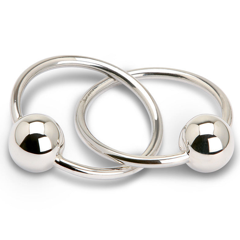 Sterling Silver Rattle & Teether - Double Ring