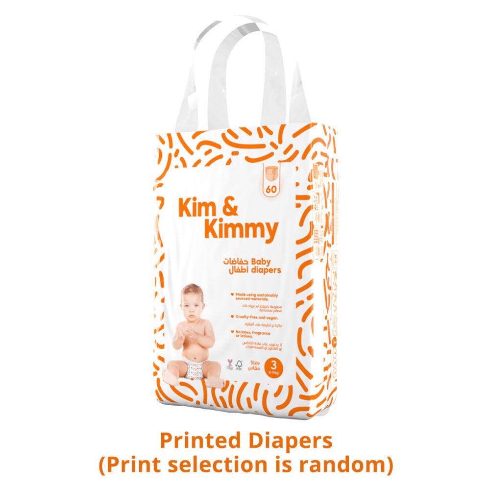 Kim & Kimmy - Size 3 Tape Style Diapers, 6 - 11kg, 60 pieces