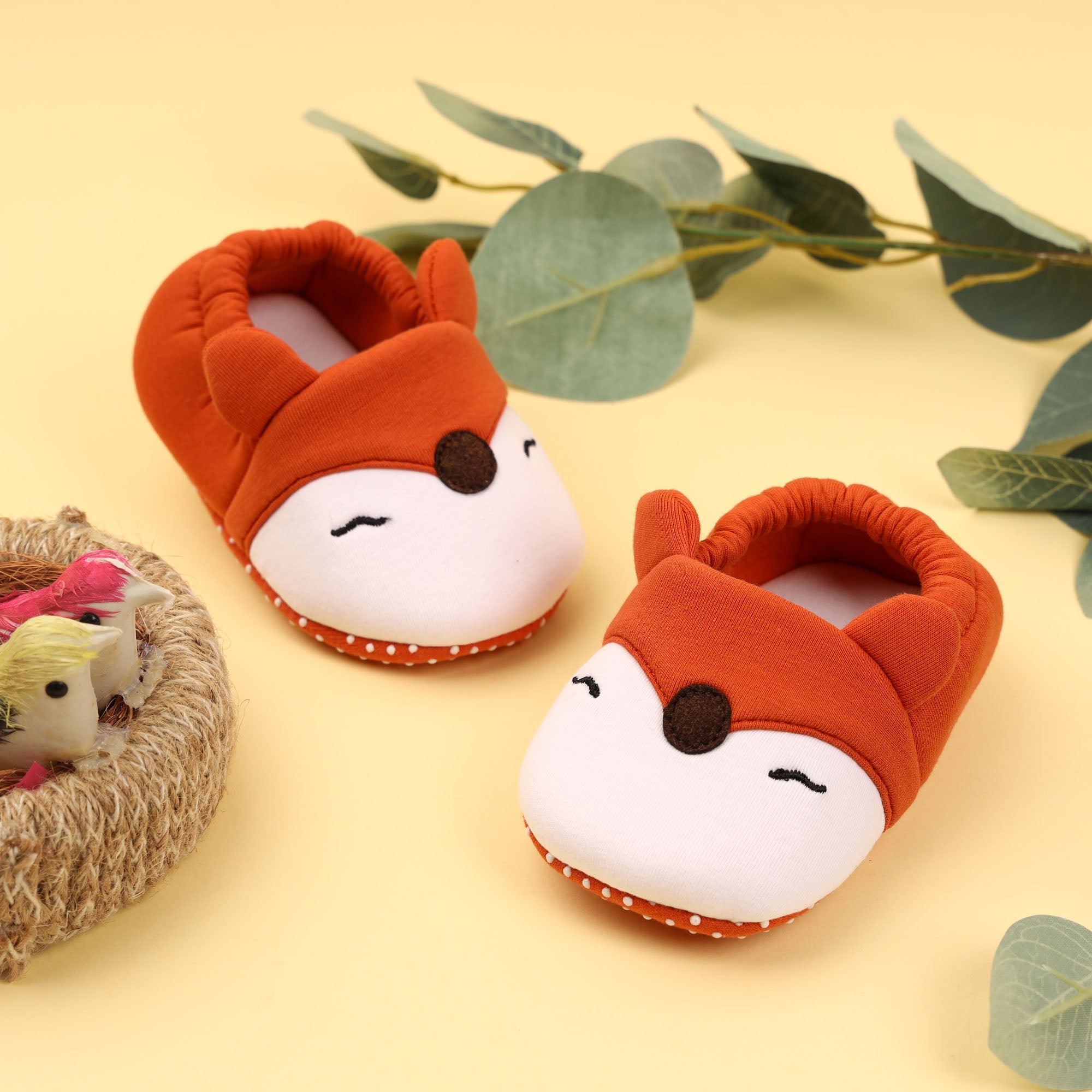 Kicks & Crawl- Foxy Crawls Elastic Booties- Red