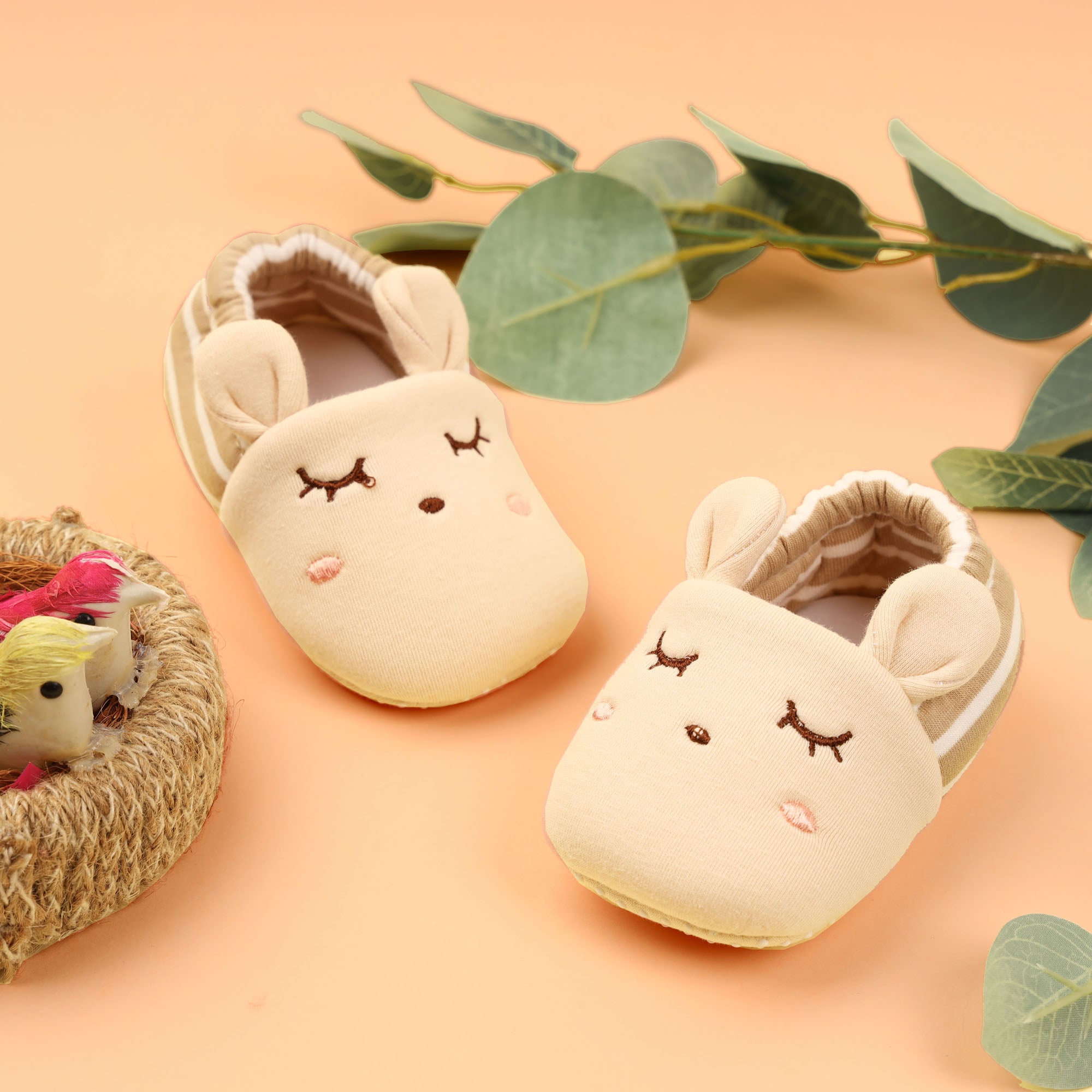 Kicks & Crawl- Precious Paws Elastic Booties - Peach