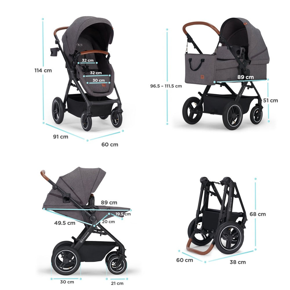 Kinderkraft B-Tour 3In1 Travel System with Car Seat included - Dark Grey-Stroller-Kinderkraft-Toycra