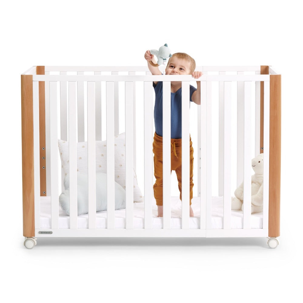 Kinderkraft Koya Wooden 4in1 Cot With Playpen Function + Mattress White-Cribs & Cots-Kinderkraft-Toycra