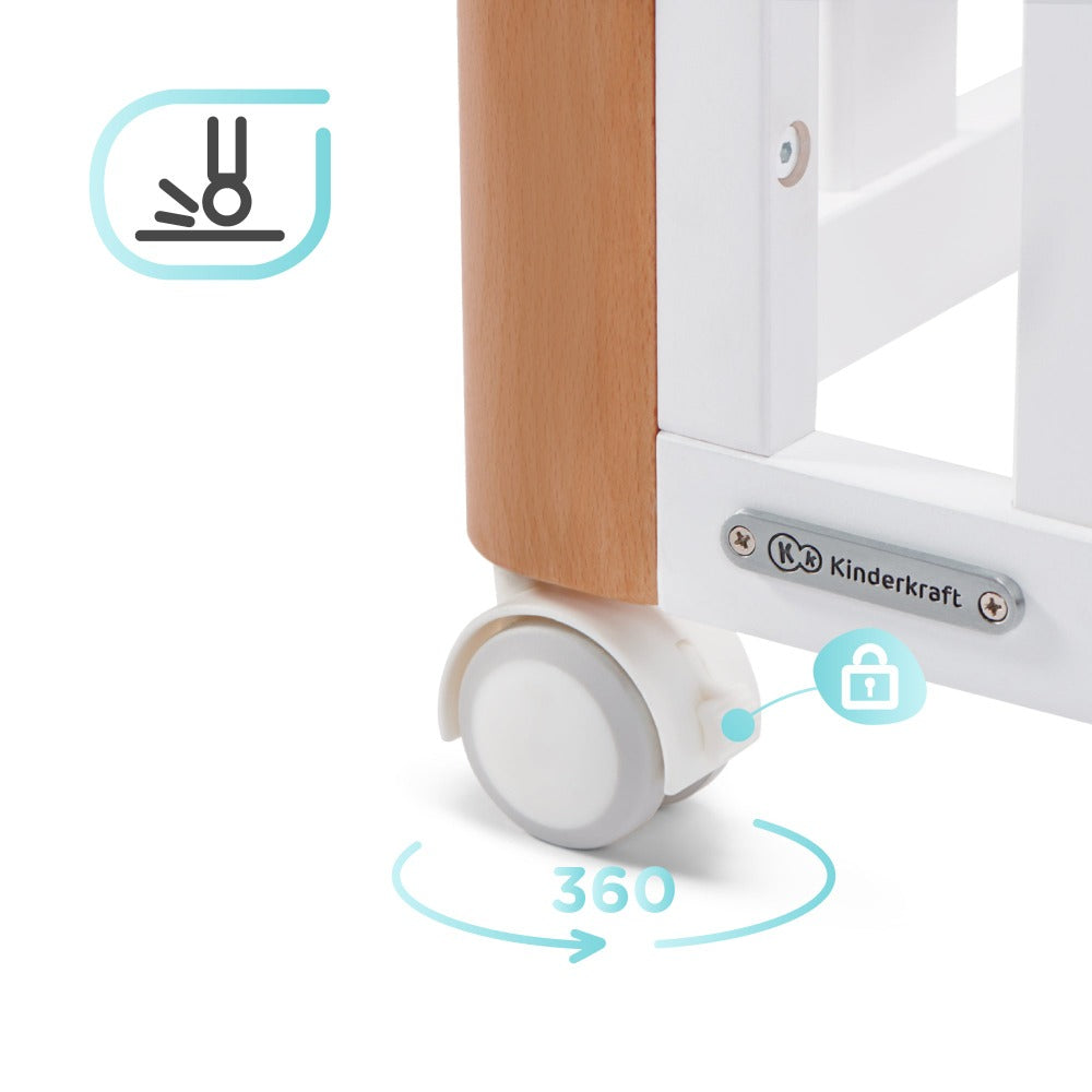 Kinderkraft Koya Wooden 4in1 Cot With Playpen Function + Mattress White-Cribs & Cots-Kinderkraft-Toycra