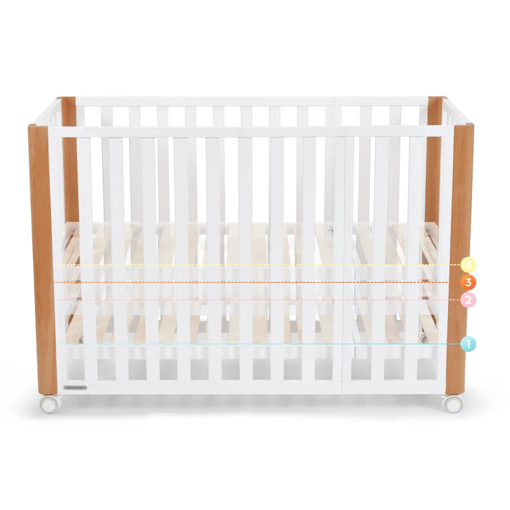 Kinderkraft Koya Wooden 4in1 Cot With Playpen Function + Mattress White-Cribs & Cots-Kinderkraft-Toycra