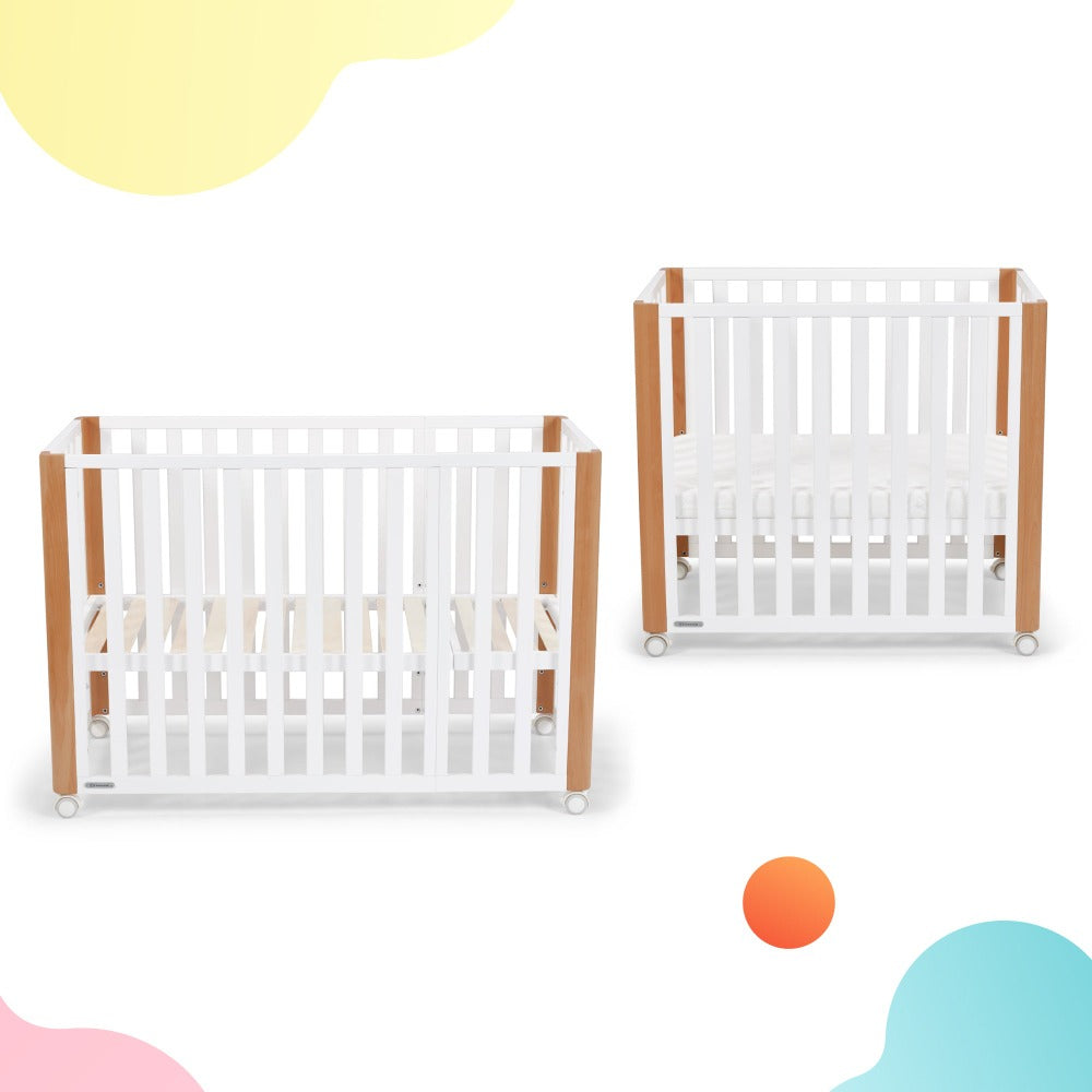 Kinderkraft Koya Wooden 4in1 Cot With Playpen Function + Mattress White-Cribs & Cots-Kinderkraft-Toycra