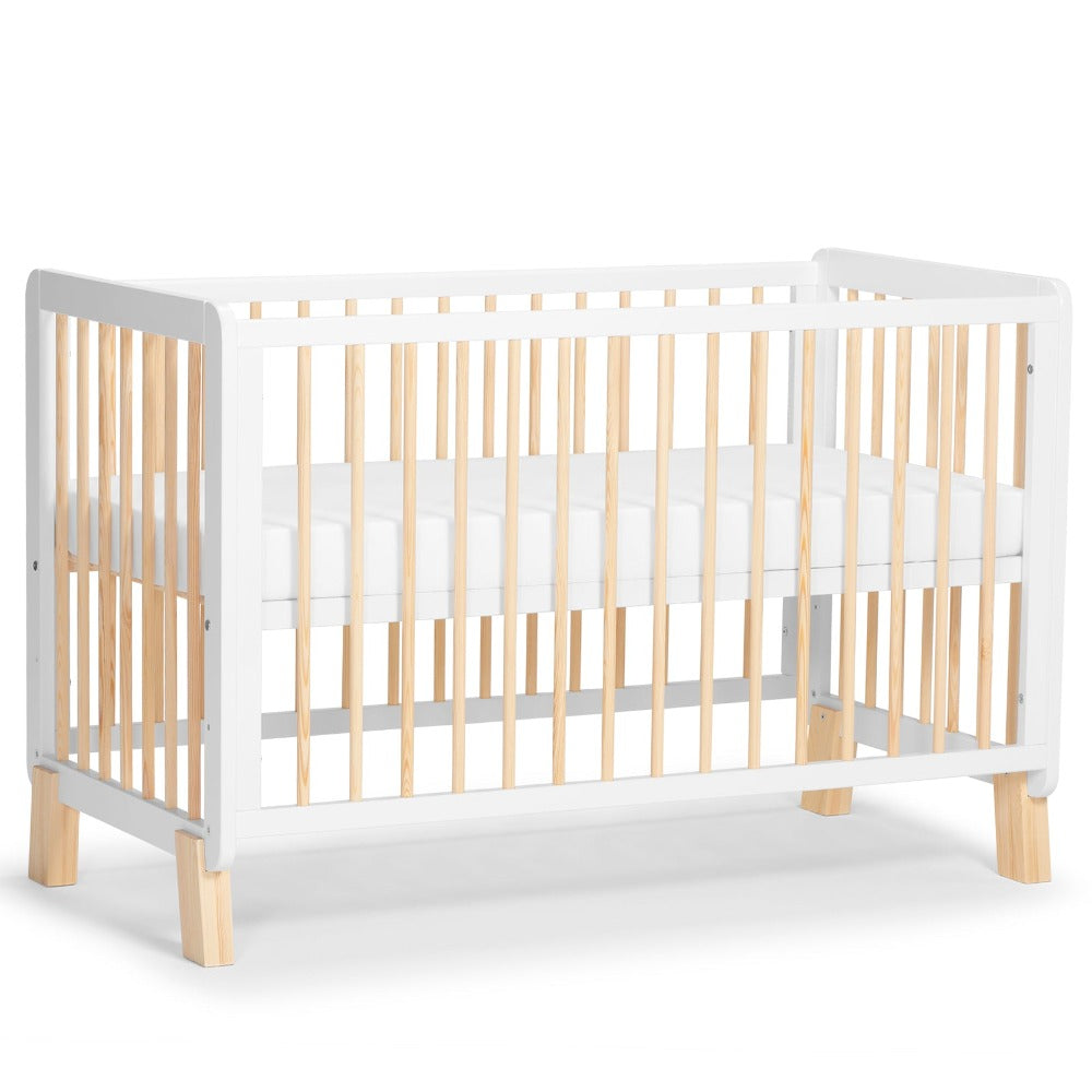 Kinderkraft Lunky Wooden Cot With Mattress White-Cribs & Cots-Kinderkraft-Toycra