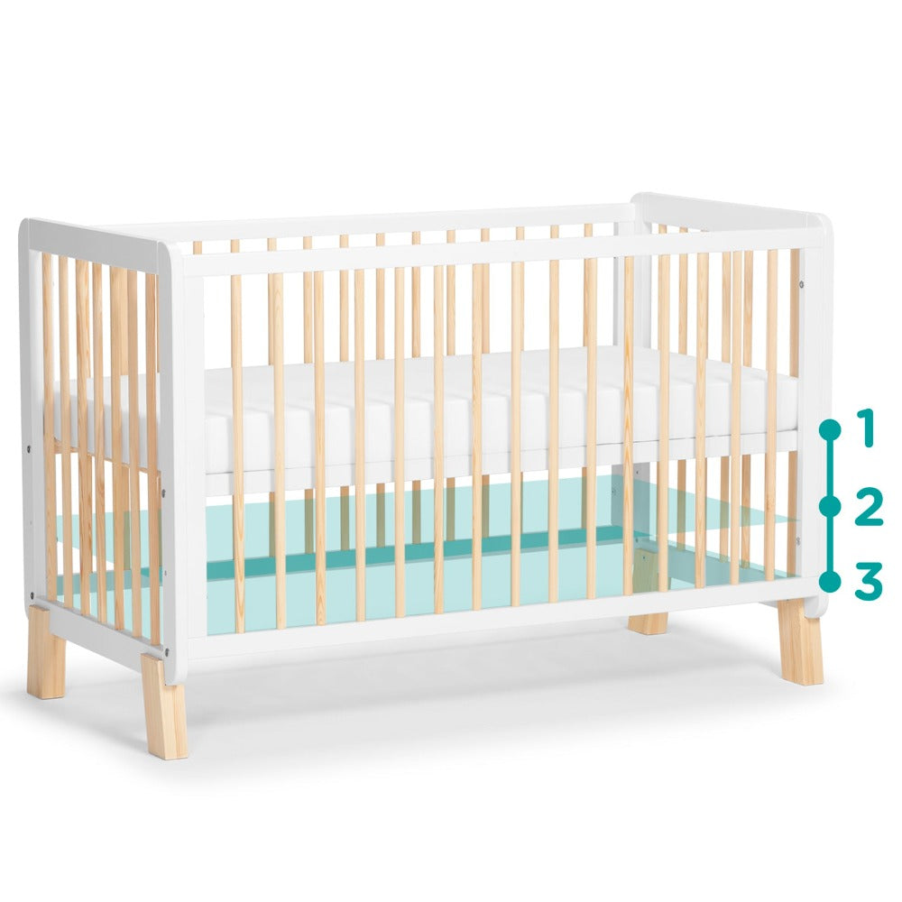 Kinderkraft Lunky Wooden Cot With Mattress White-Cribs & Cots-Kinderkraft-Toycra