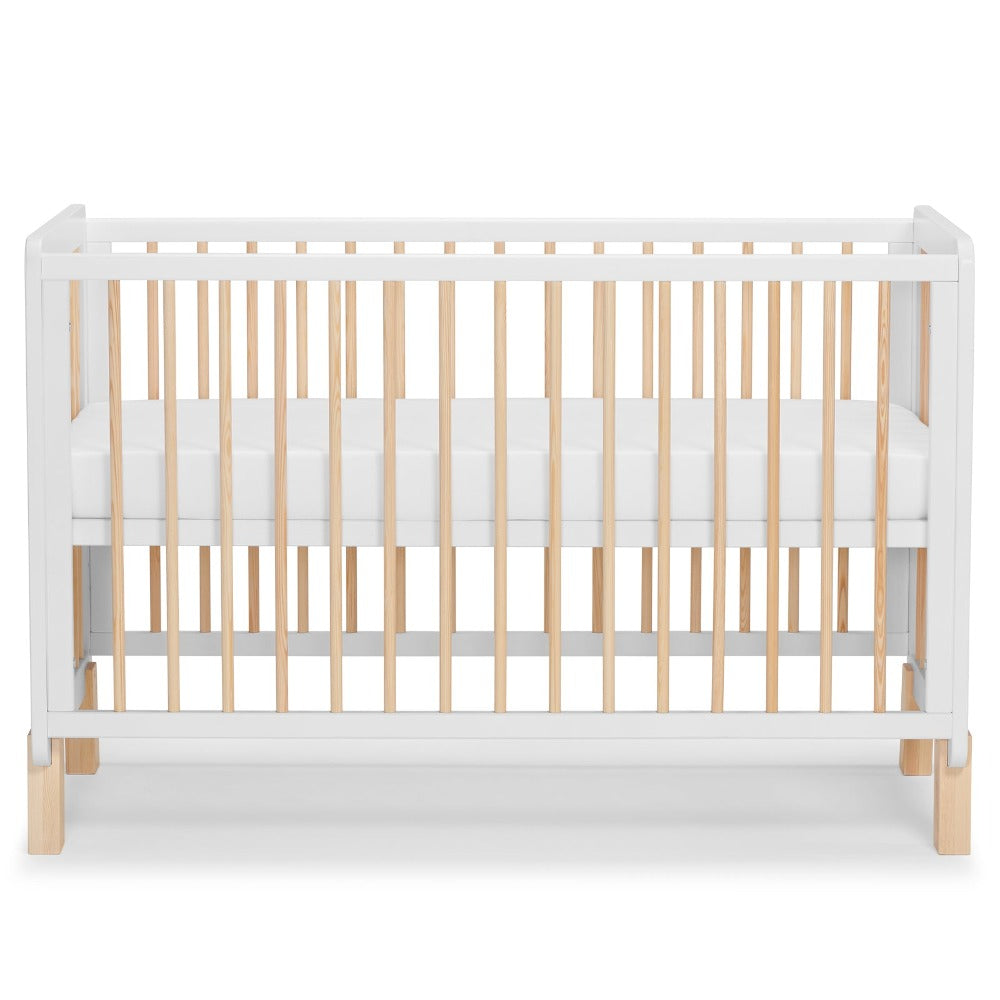 Kinderkraft Lunky Wooden Cot With Mattress White-Cribs & Cots-Kinderkraft-Toycra