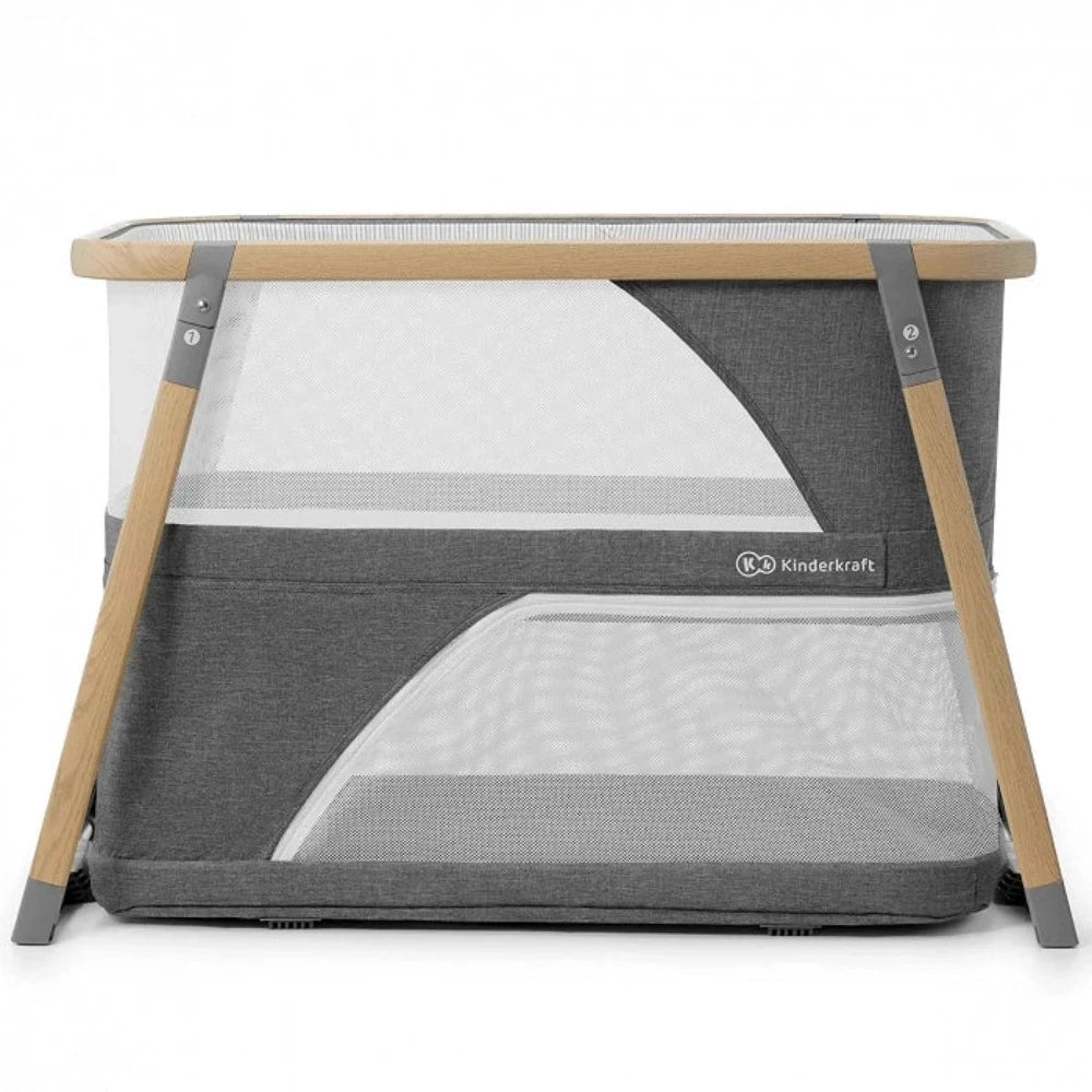 Kinderkraft Sofi Travel Cot With Playpen Function Grey-Cribs & Cots-Kinderkraft-Toycra