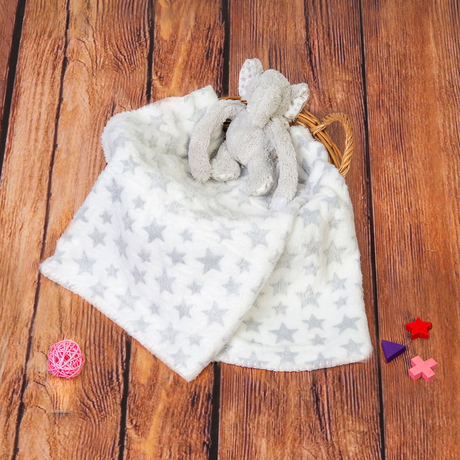 Baby Moo Star Elephant Soft Cozy Plush Toy Blanket Grey