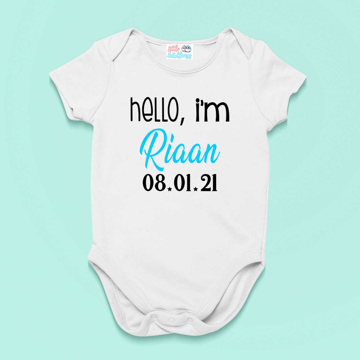 First Hello With Baby Name And Birth Date Onesie