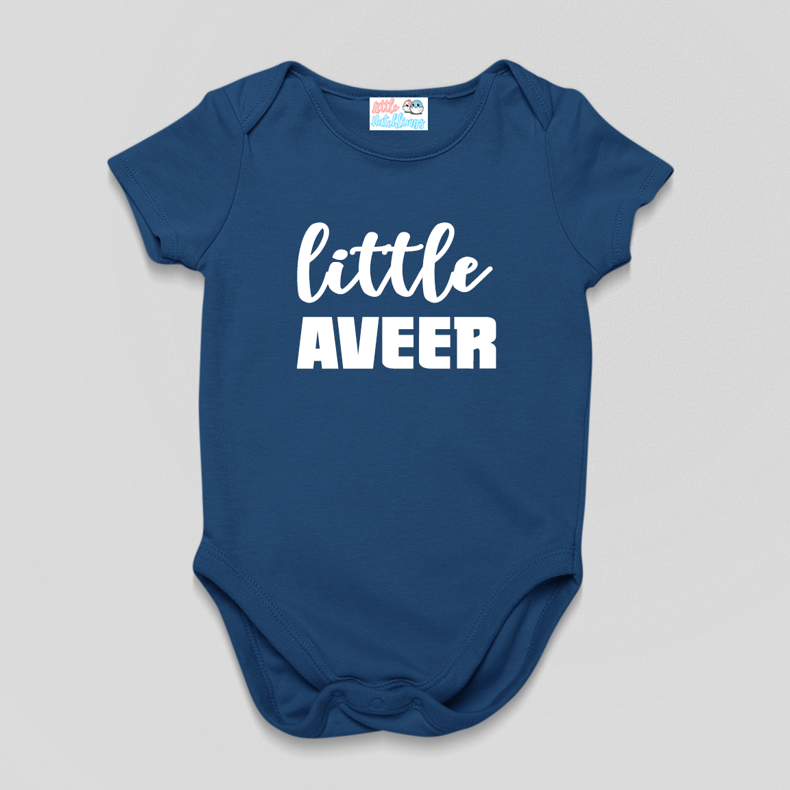Little Baby Name Onesie Navy Blue/Red – Buy Now at My Baby Babbles