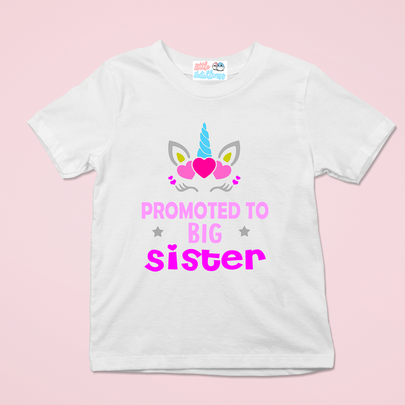 Promoted To Big Sister (Unicorn) White Tshirt