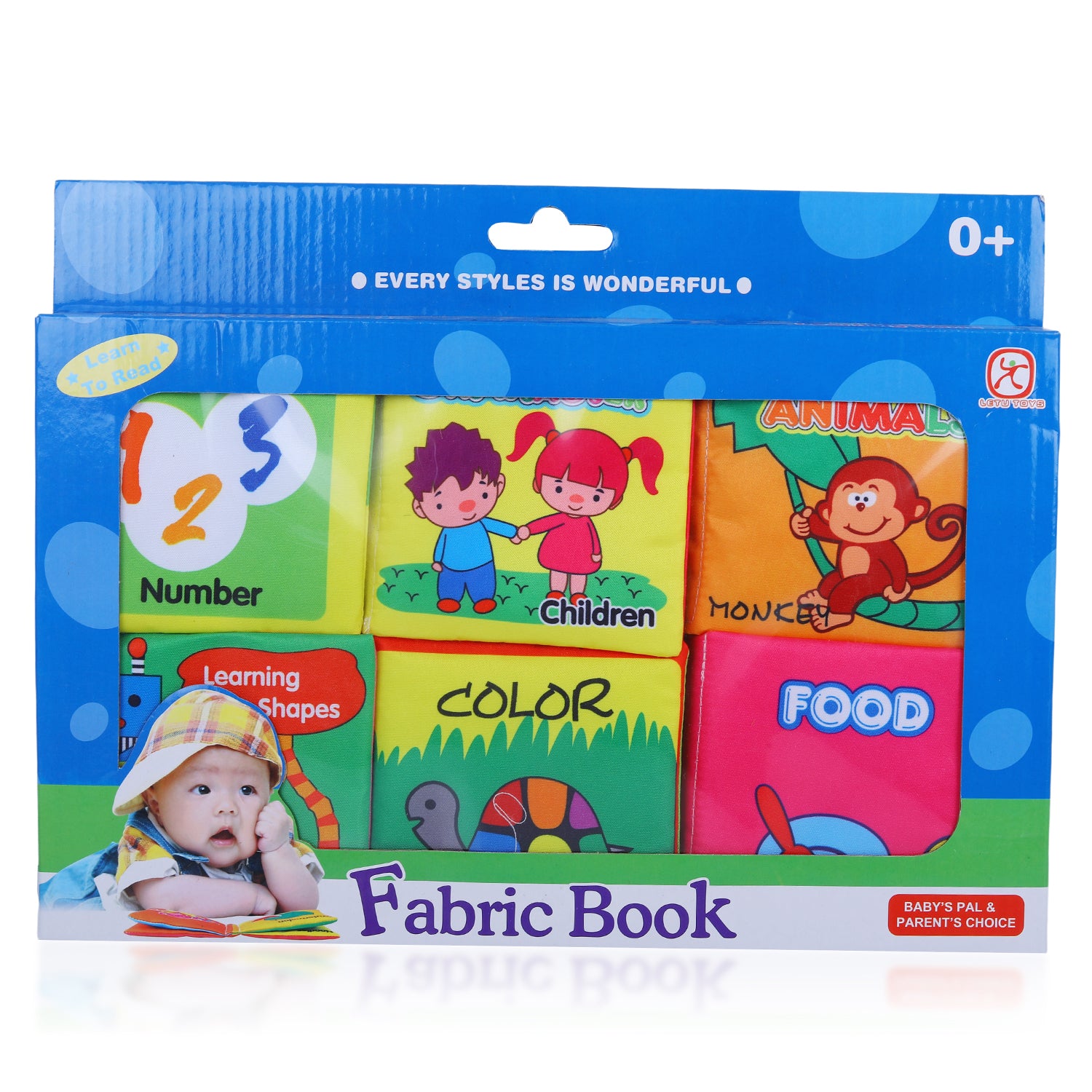 Baby Moo Numbers Animals Shapes Colours Food Characters Educational Cloth Book With Sound Paper Set Of 6 - Multicolour