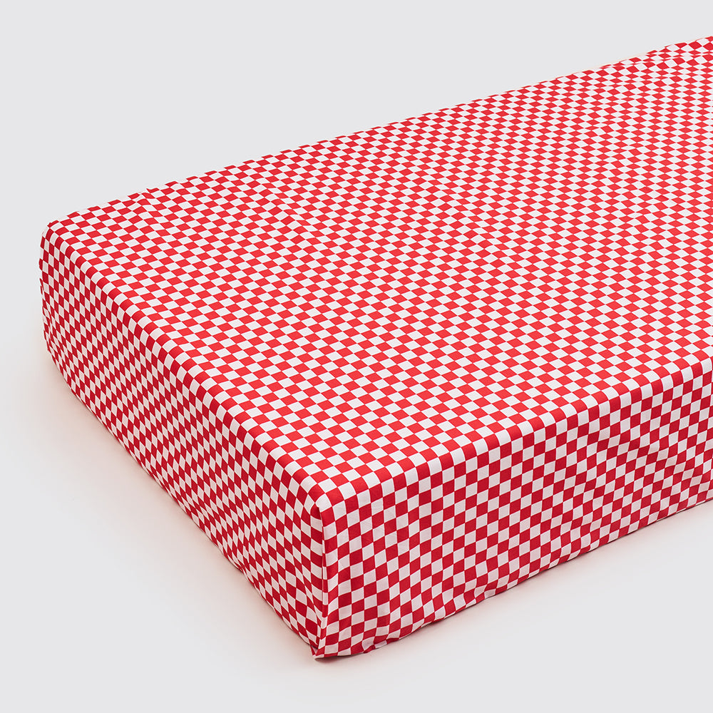 Organic Red Checks Crib Sheet