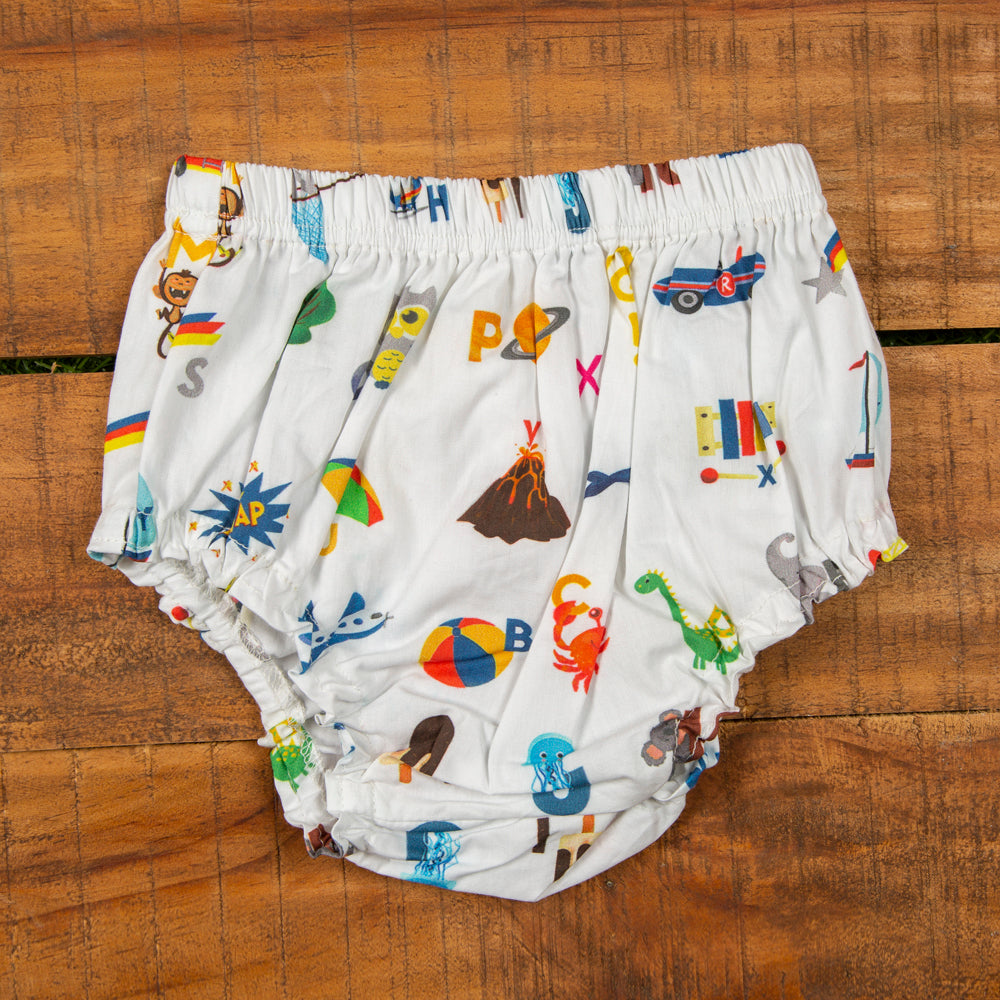 Alphabets Blue Organic Diaper Cover