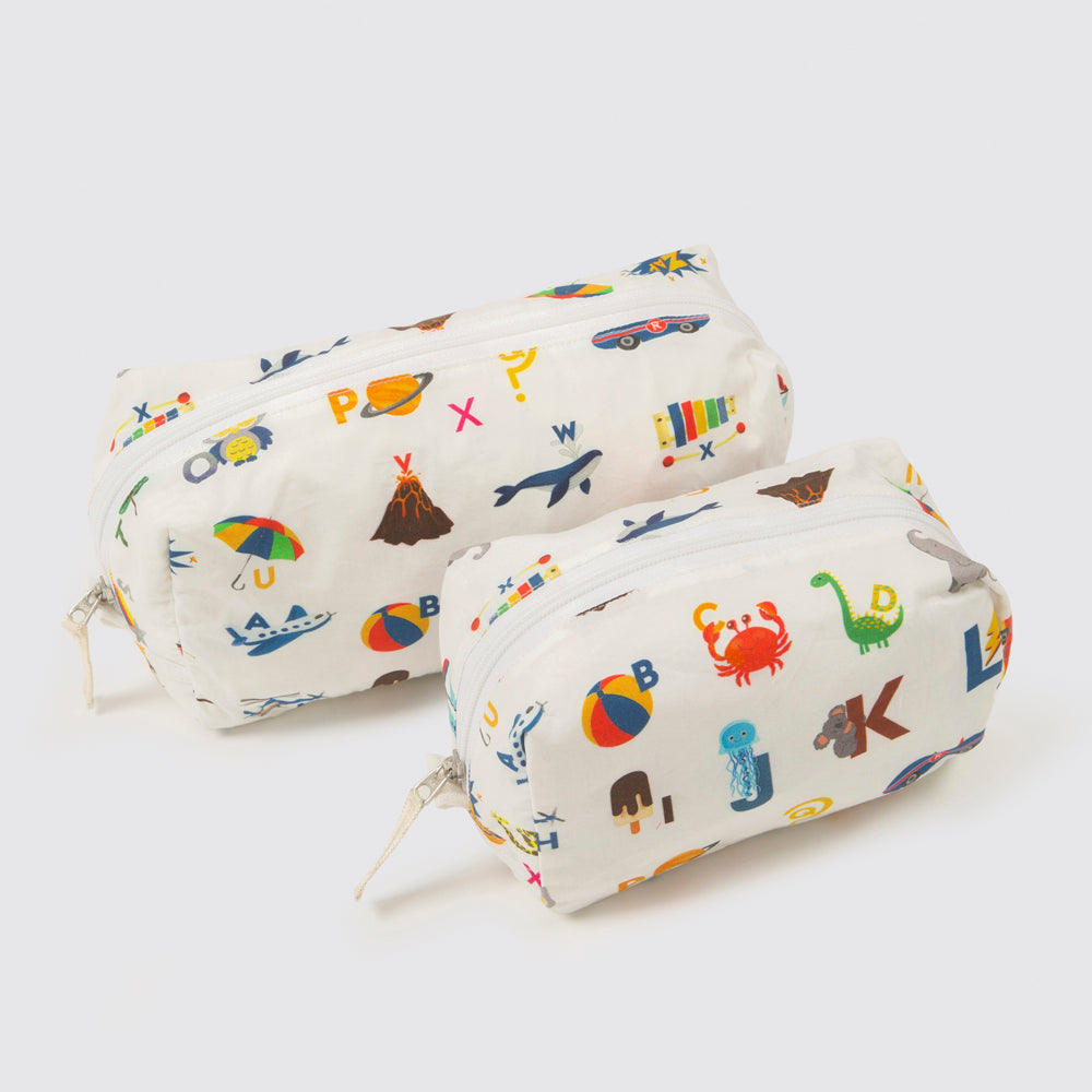 Alphabets Blue Organic Travel Pouch