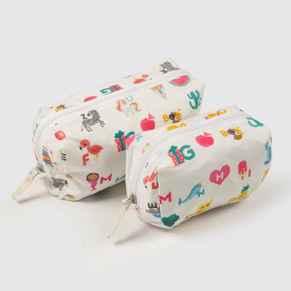 Alphabets Pink Organic Travel Pouch