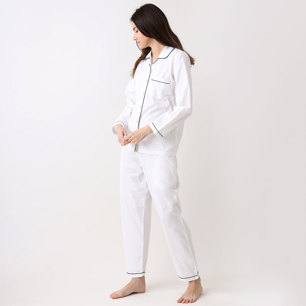 Classic White Pajama Set for Women