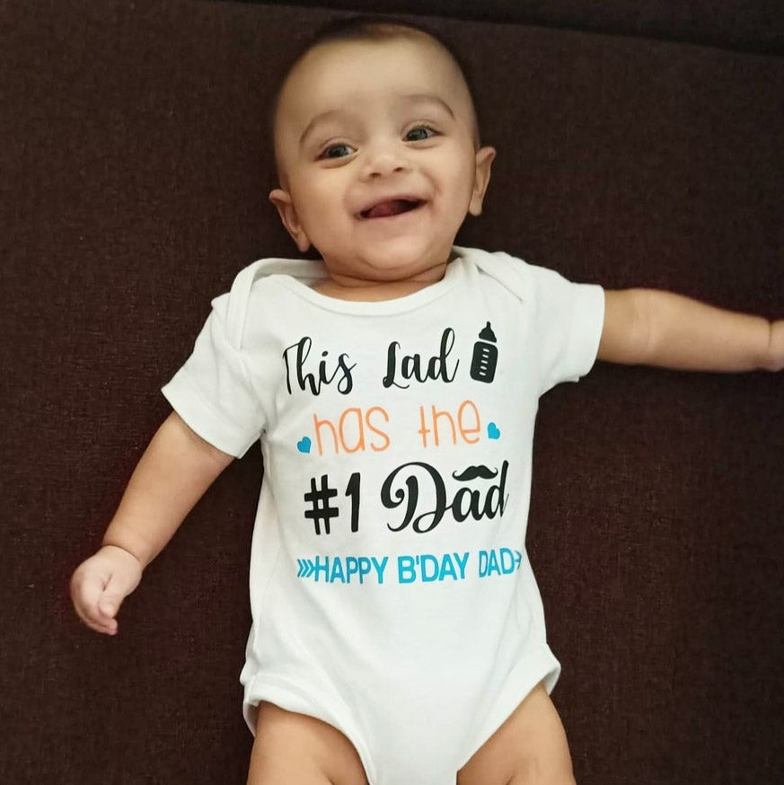 This Lad has No.1 Dad - Happy Birthday - White Onesie