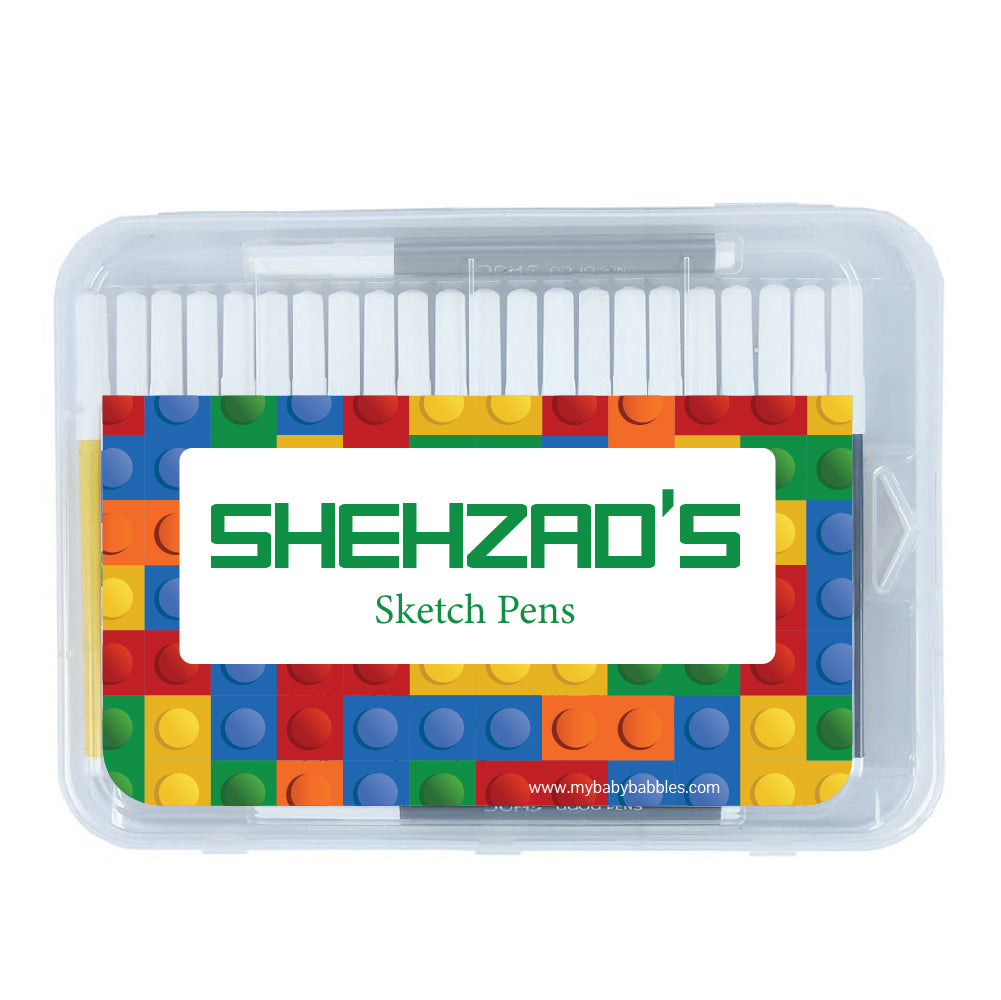 Personalised Aqua Sketch Pens - Lego